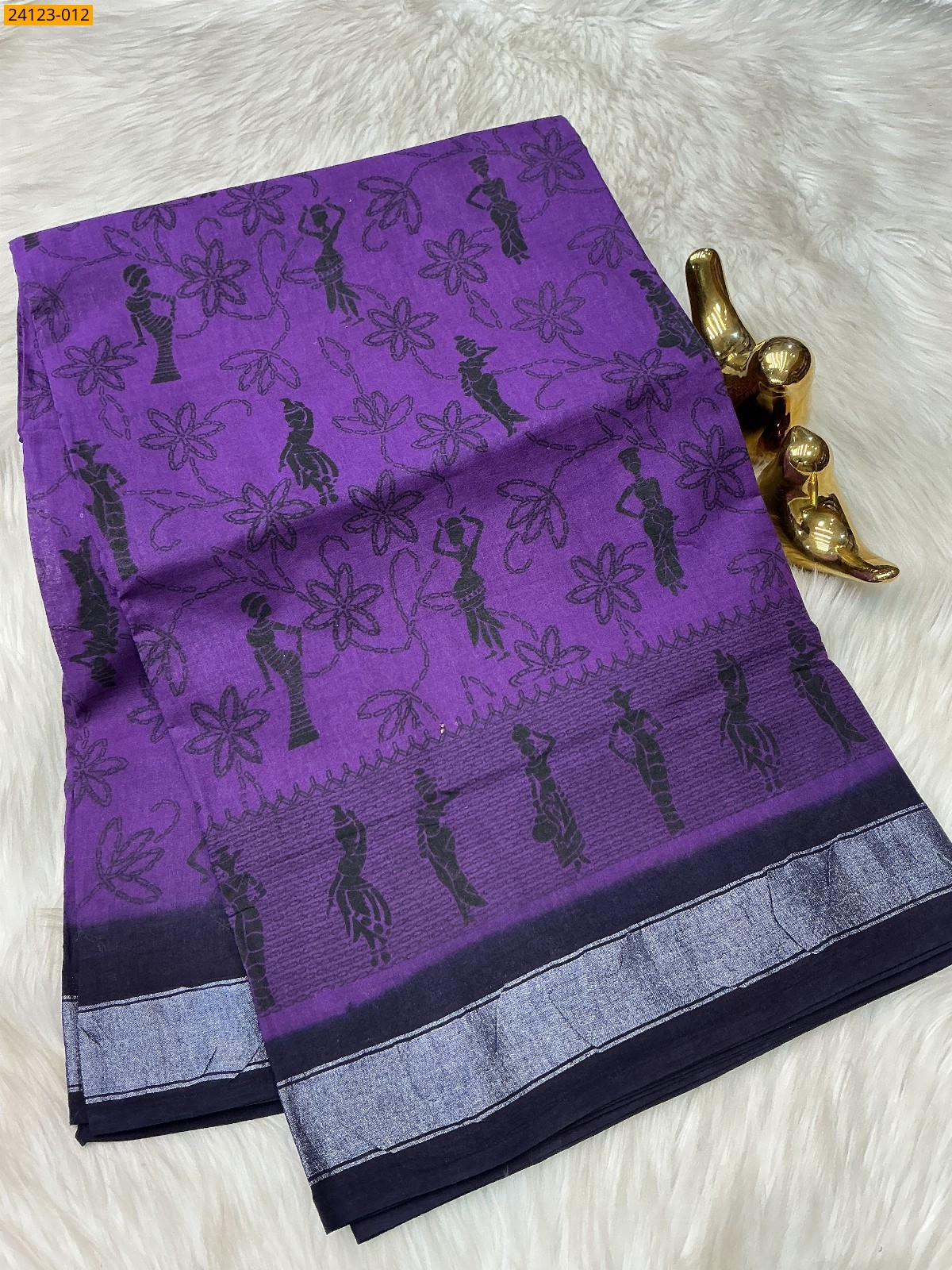 Purple Sungudi cotton printed sarees