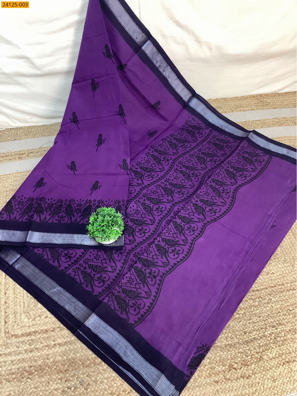 Purple Sungudi cotton printed sarees Purple Sungudi cotton printed sarees
