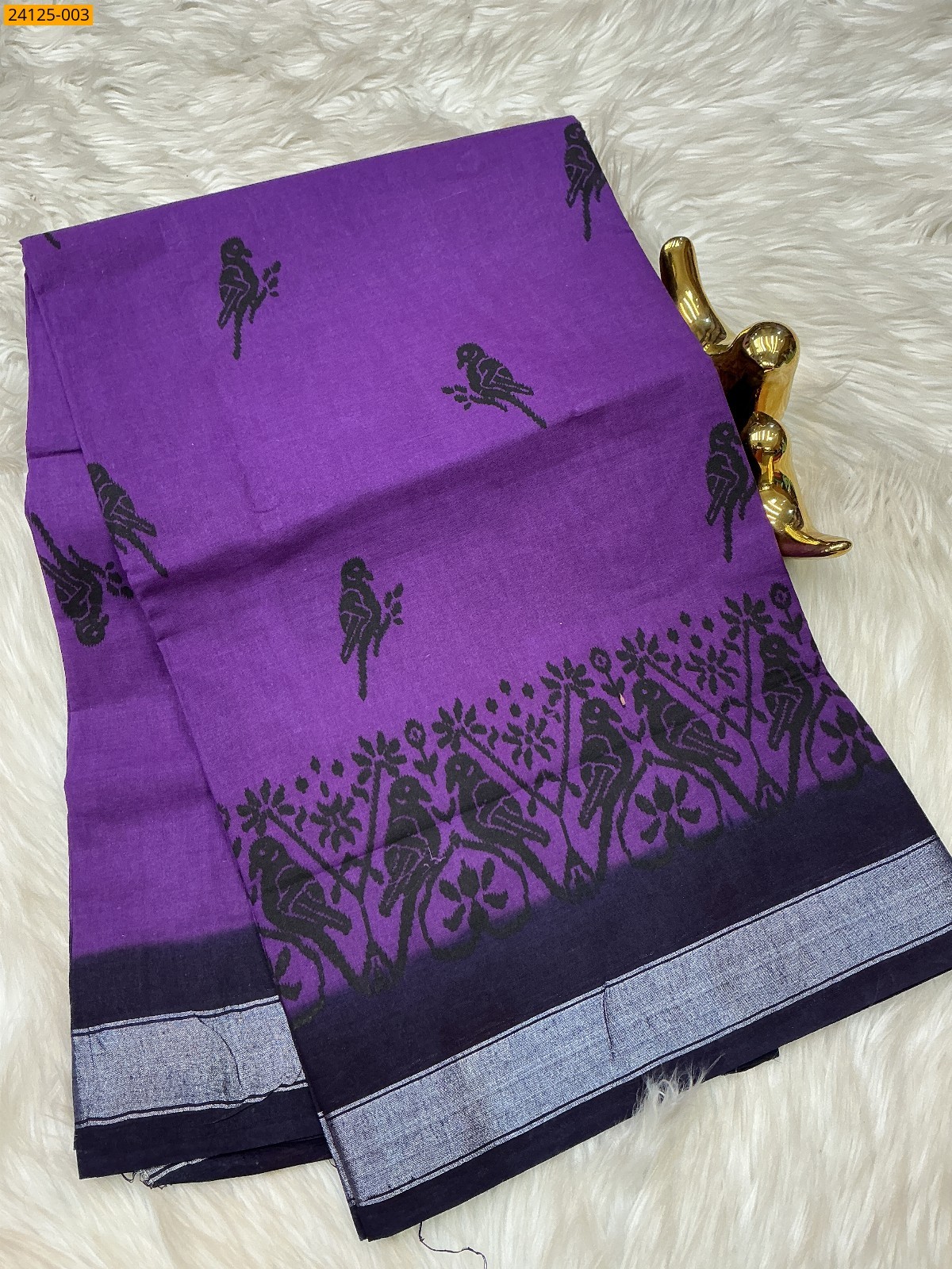 Purple Sungudi cotton printed sarees