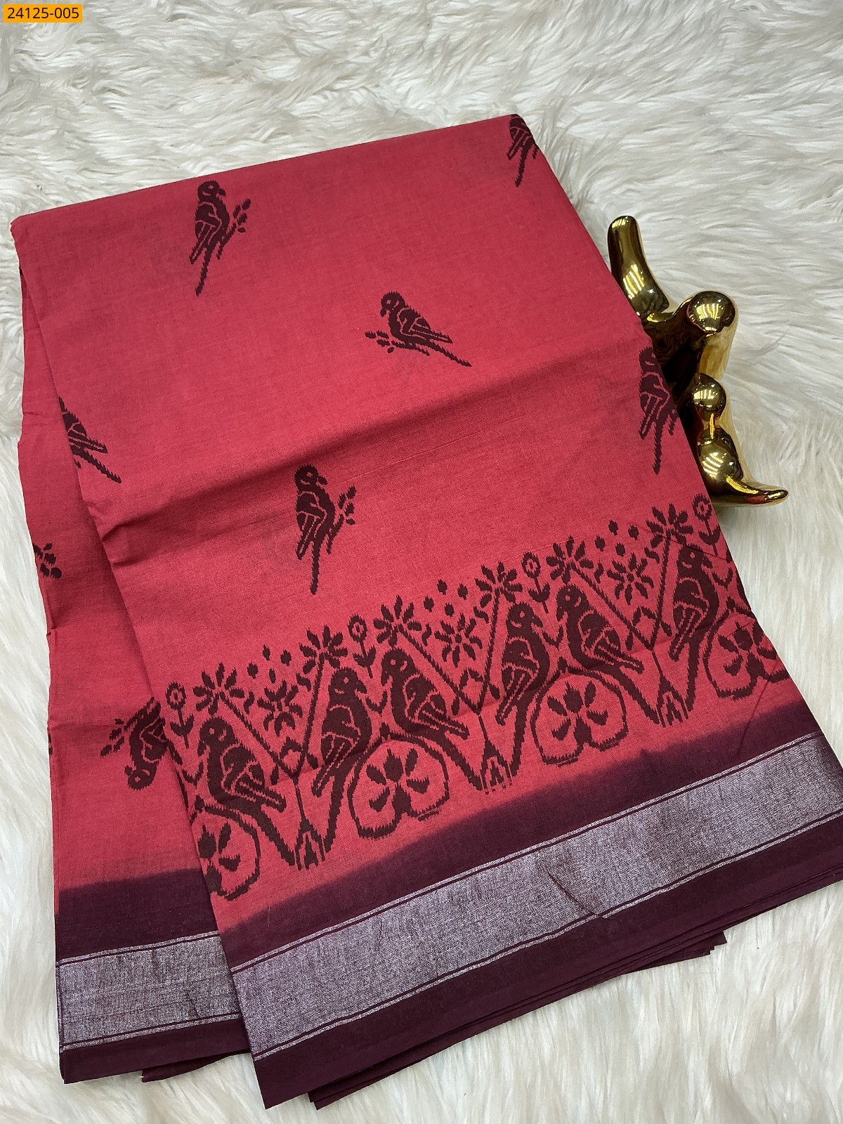 Light pink Sungudi cotton printed sarees