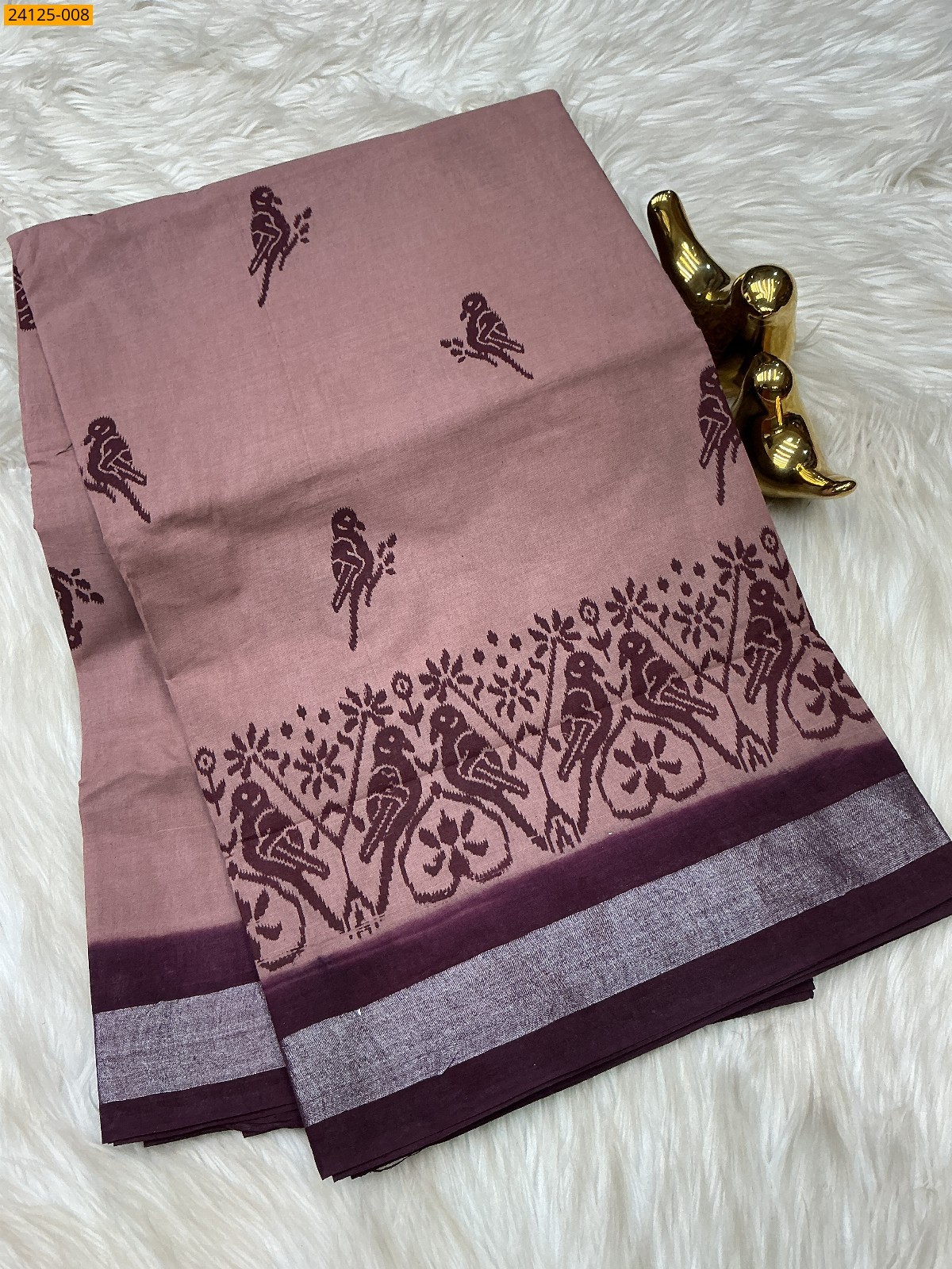 Onion Pink Sungudi cotton printed sarees