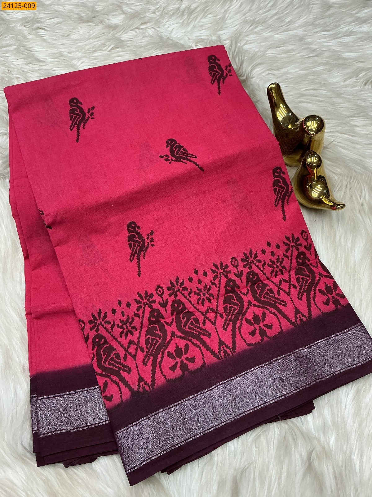 Rose Sungudi cotton printed sarees