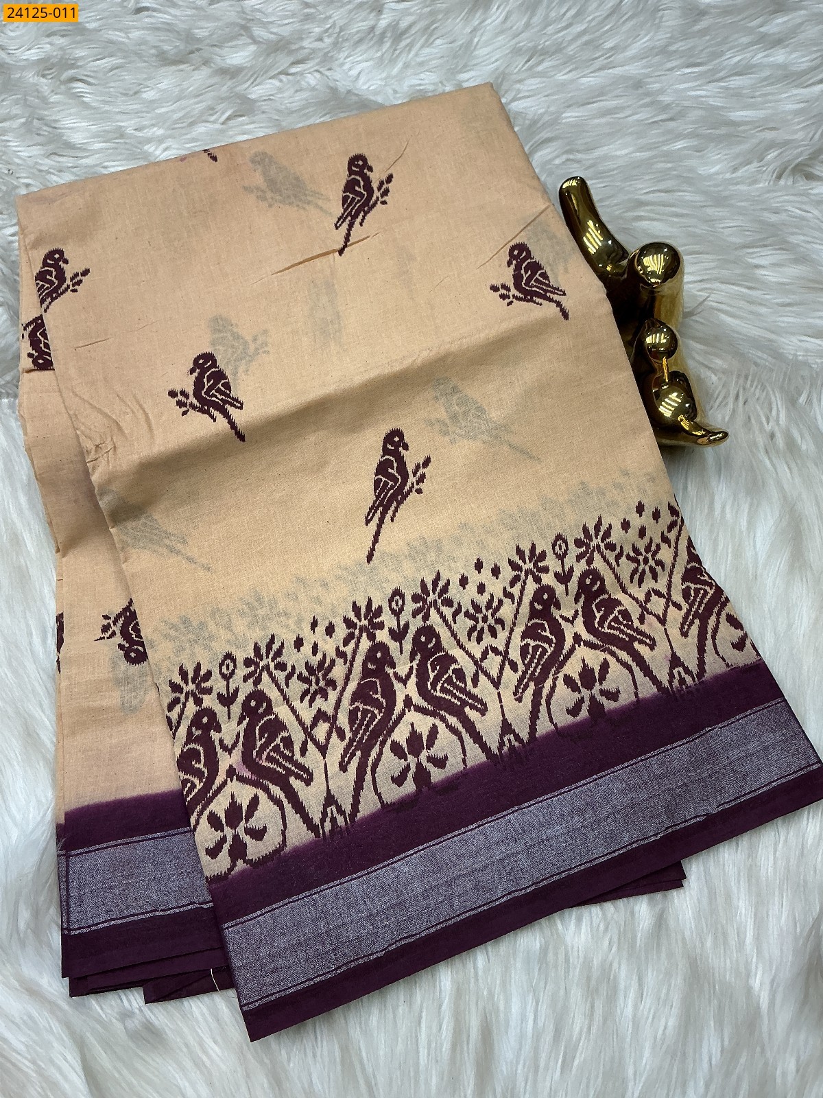 Half white Sungudi cotton printed sarees