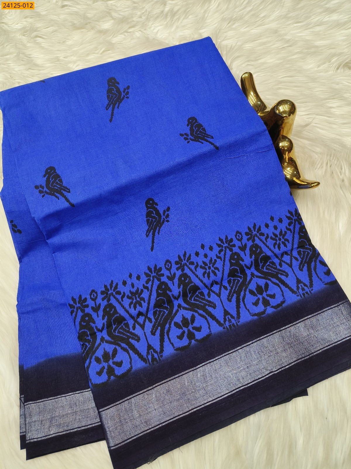 Royal Blue Sungudi cotton printed sarees