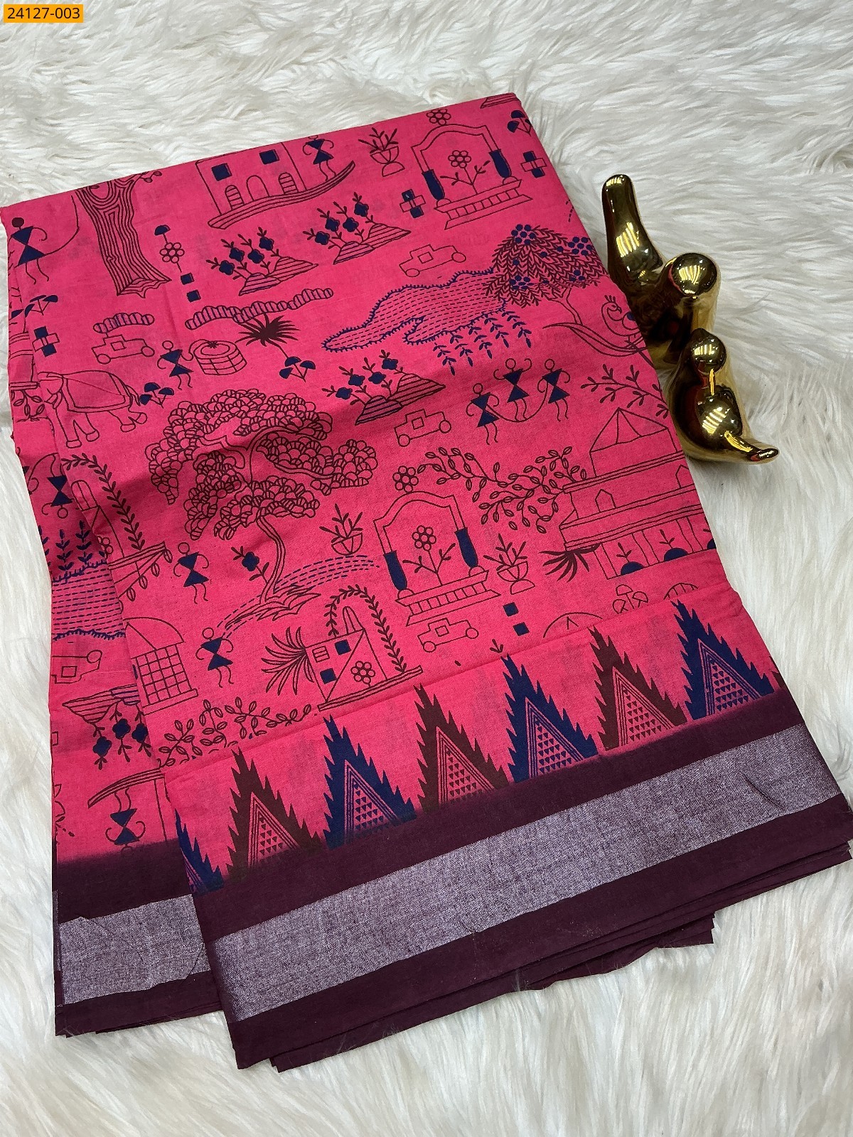 Sungudi Cotton Printed Saree