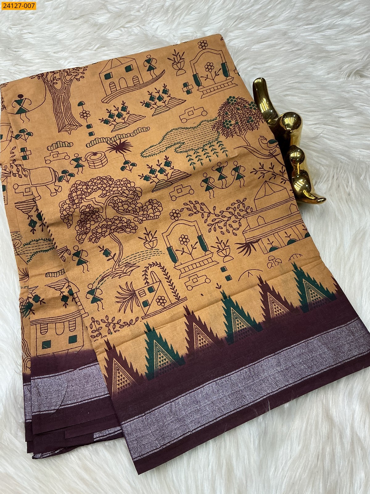 Sungudi Cotton Printed Saree