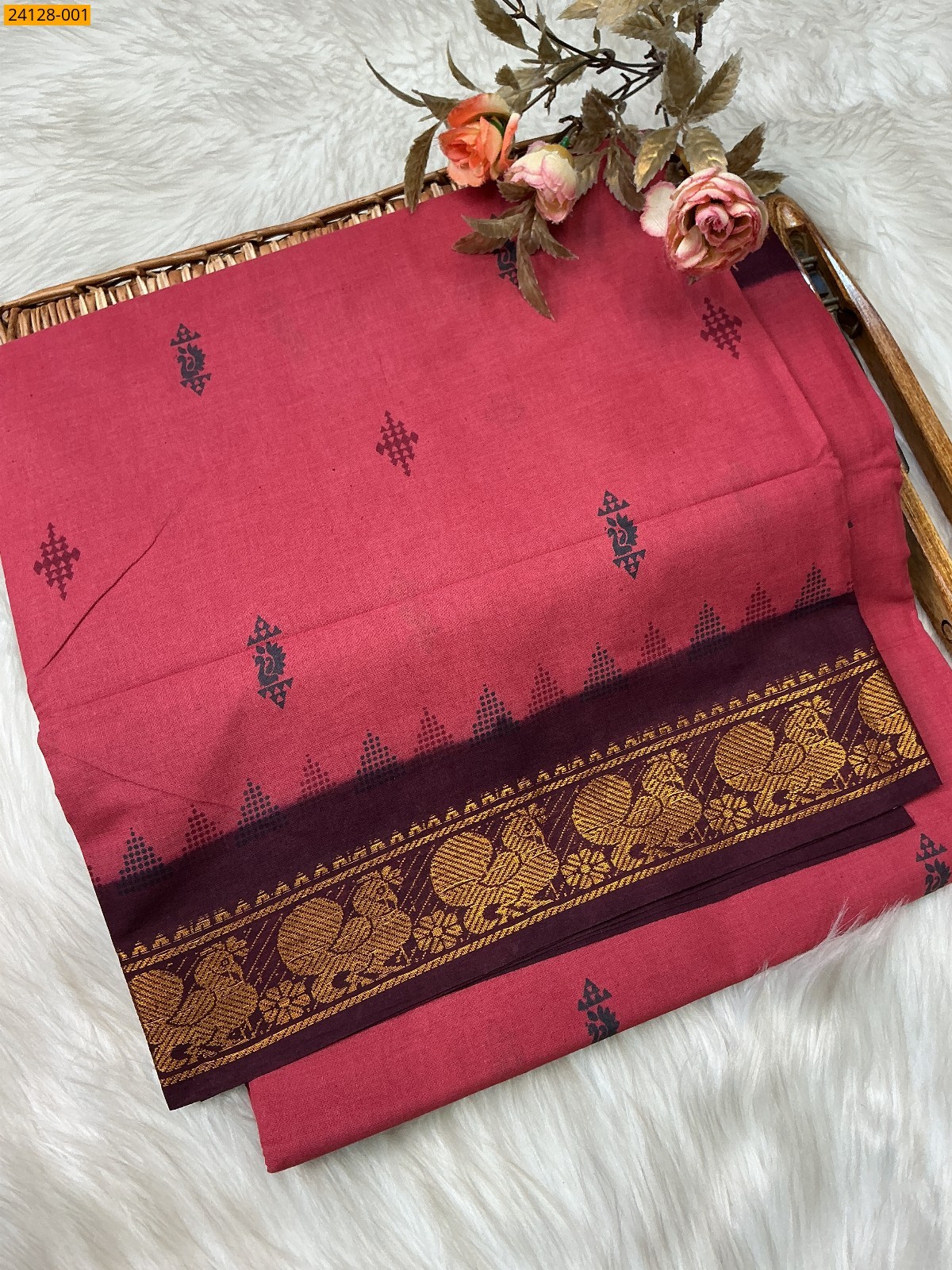 Pink Sungudi Pure Cotton Saree