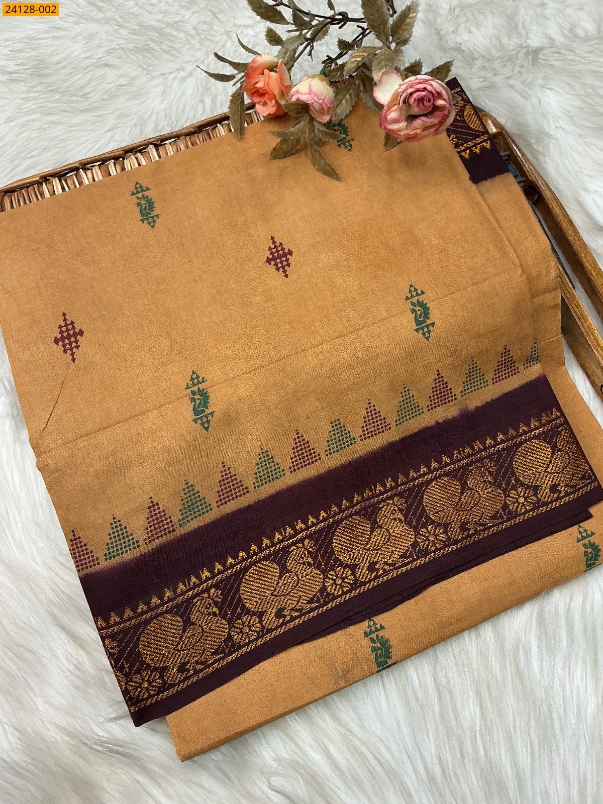 Brown Sungudi Pure Cotton Saree