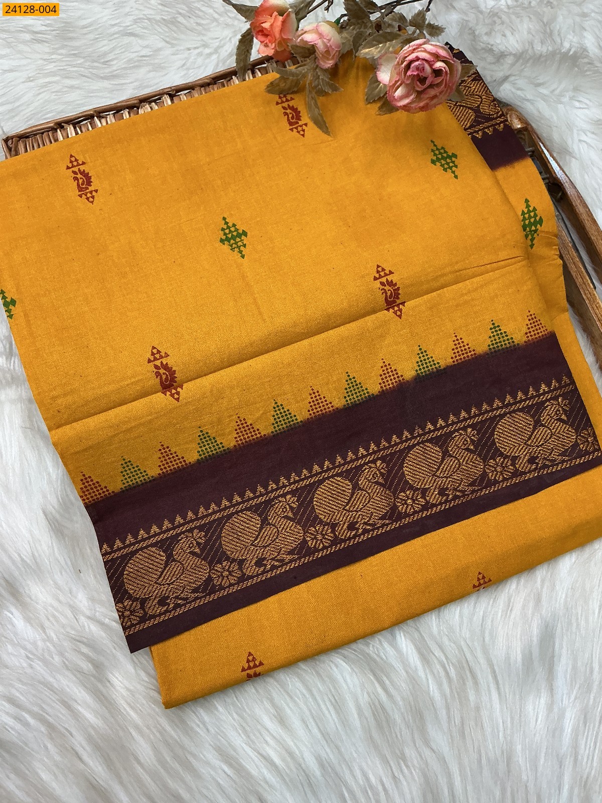 Yellow Sungudi Pure Cotton Saree