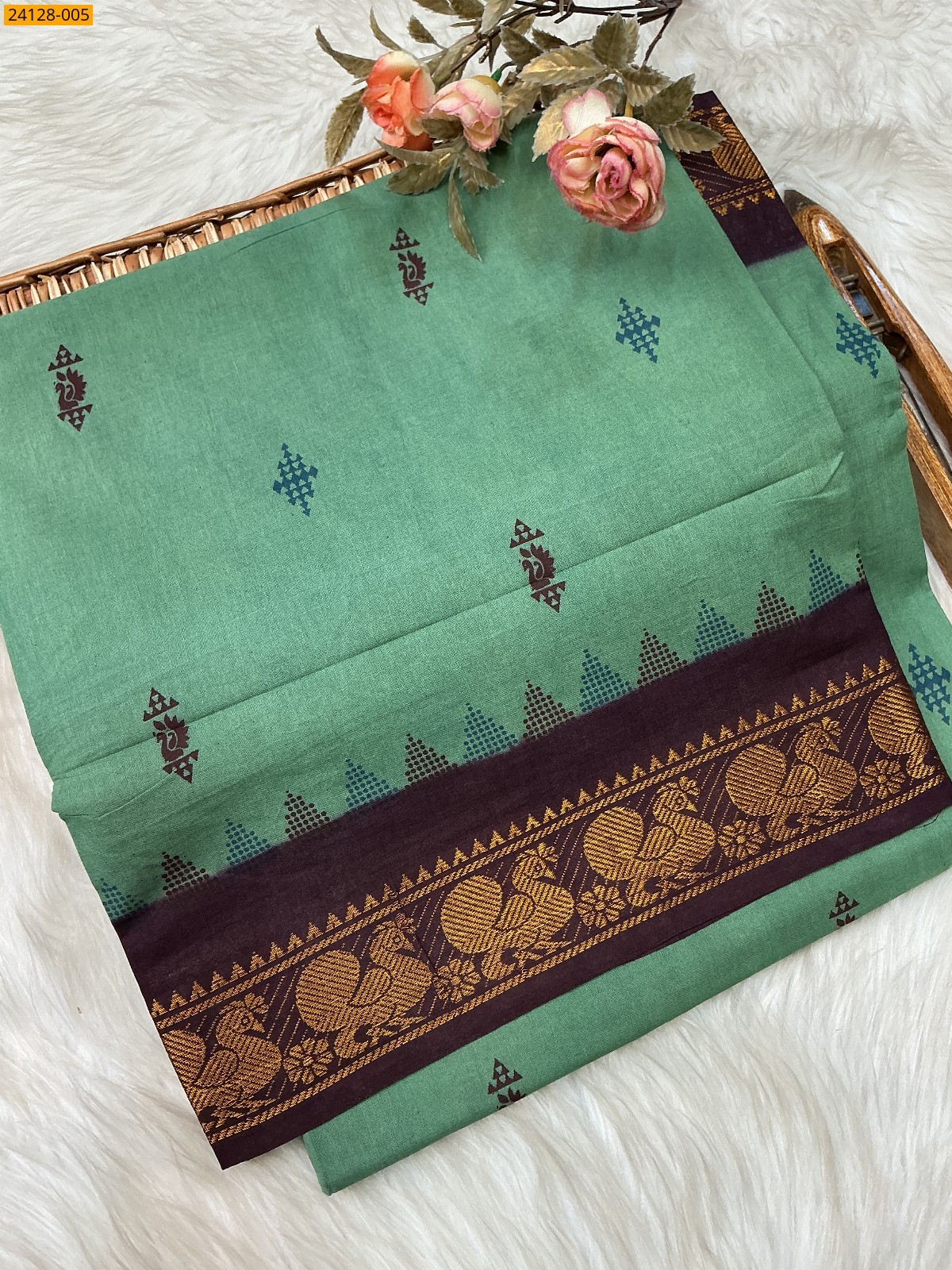 Green Sungudi Pure Cotton Saree