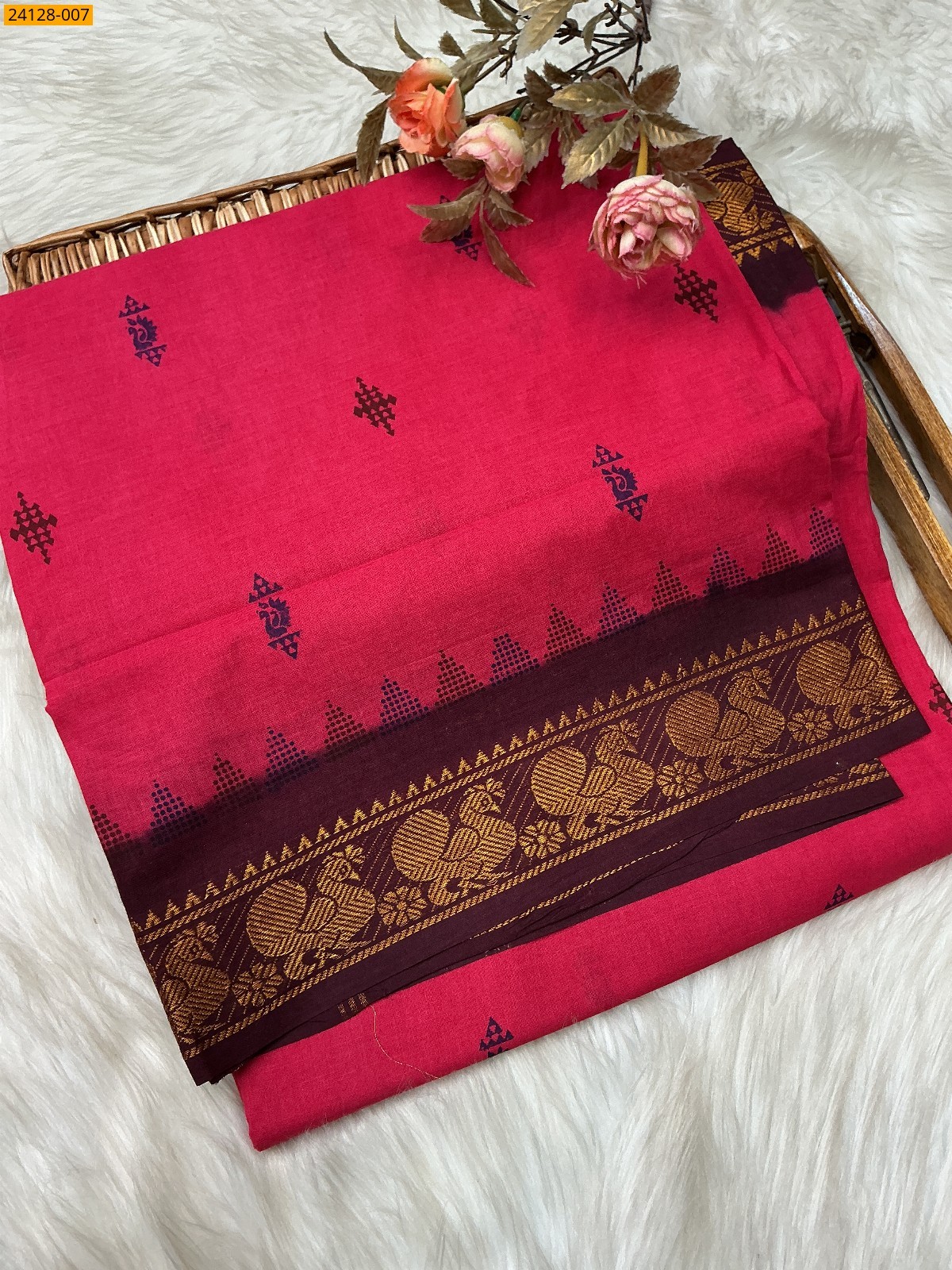 Rose Sungudi Pure Cotton Saree