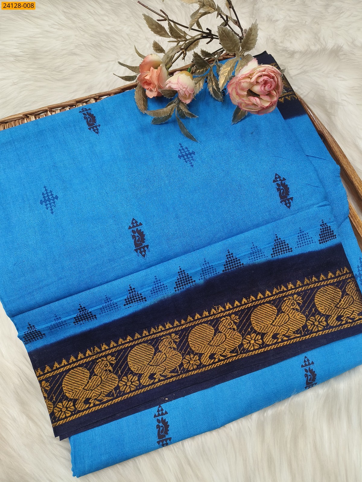 Blue Sungudi Pure Cotton Saree