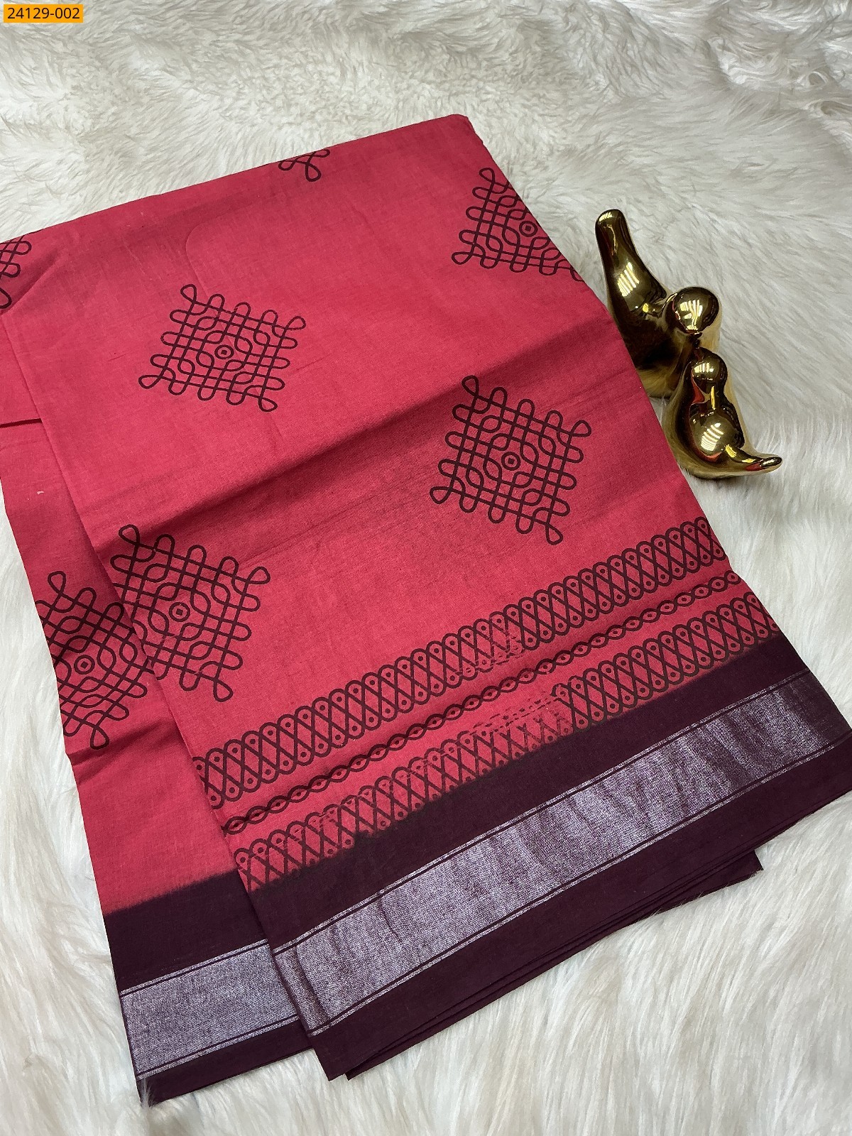 Light pink Sungudi cotton printed sarees
