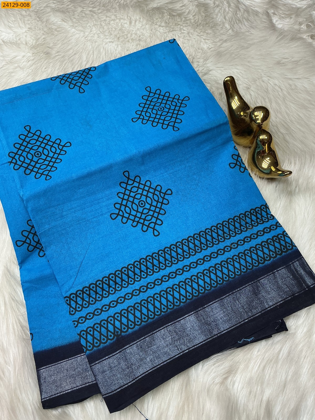 Blue Sungudi cotton printed sarees