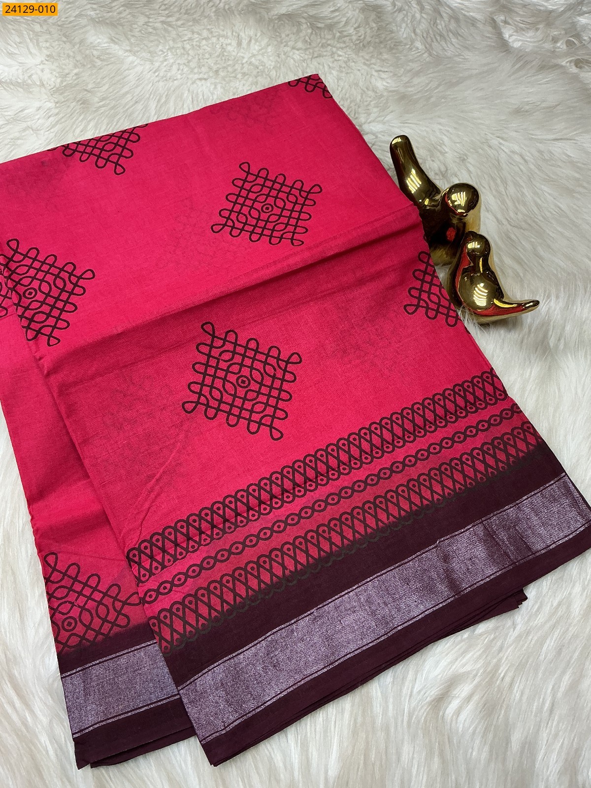 Rose Sungudi cotton printed sarees