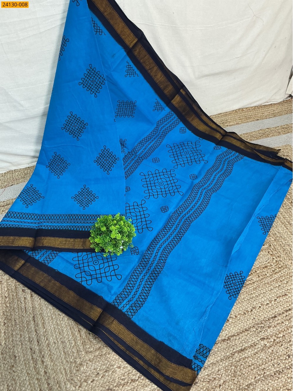 Blue Sungudi cotton printed saree Blue Sungudi cotton printed saree