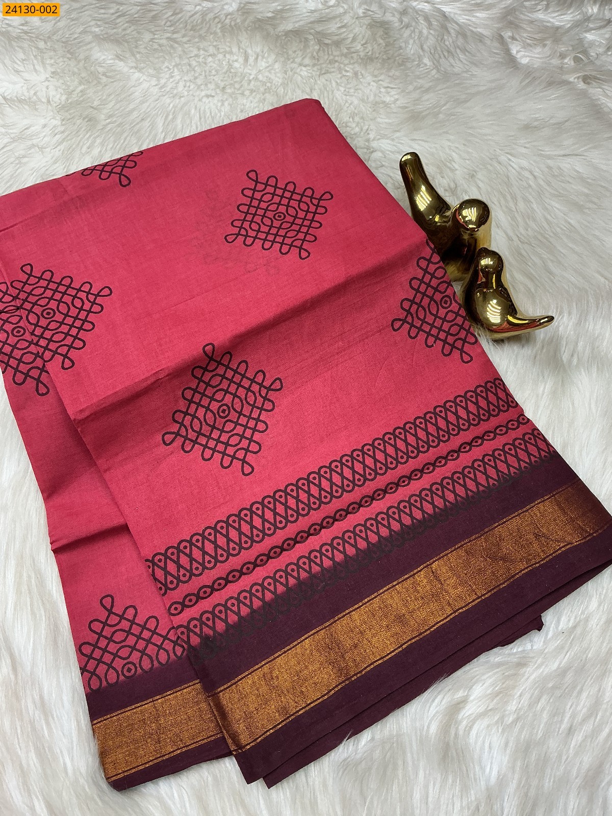 Light Pink Sungudi cotton printed saree