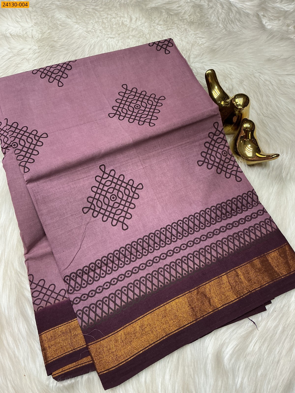 Onion Pink Sungudi cotton printed saree