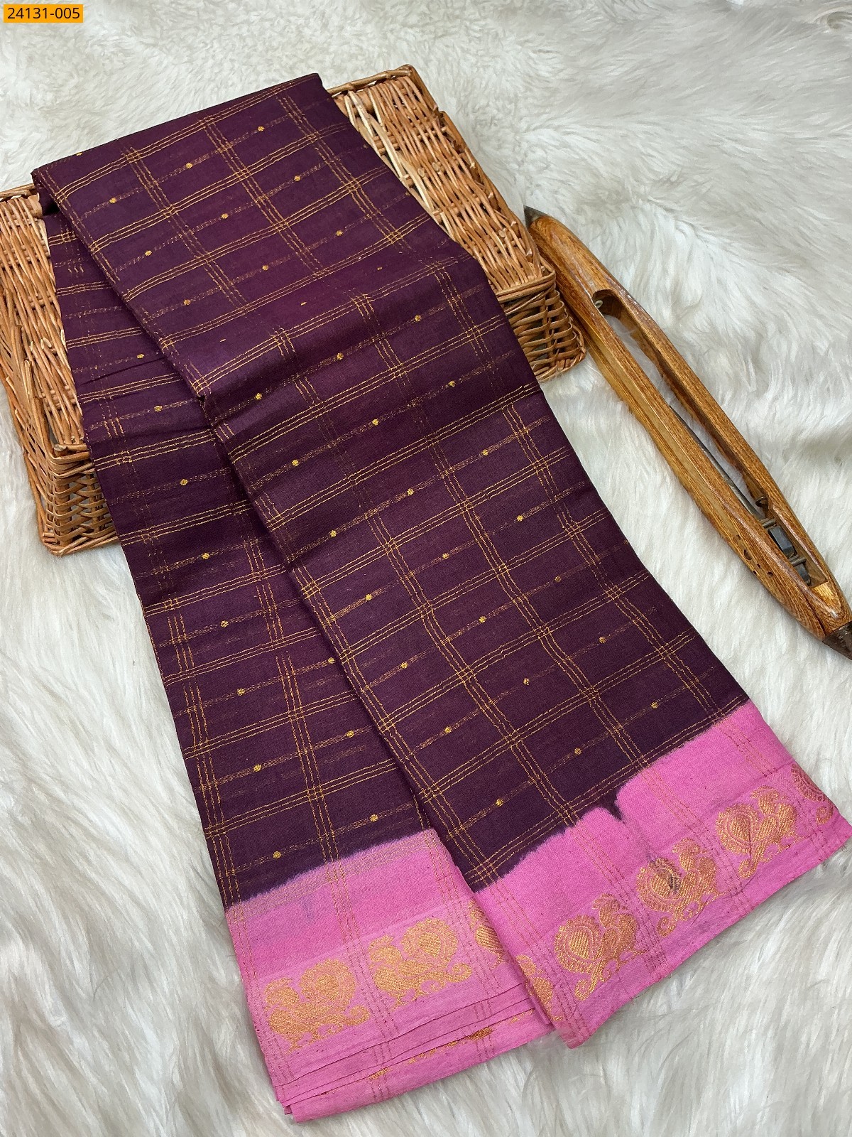 Wine Sungudi Pure Cotton Saree