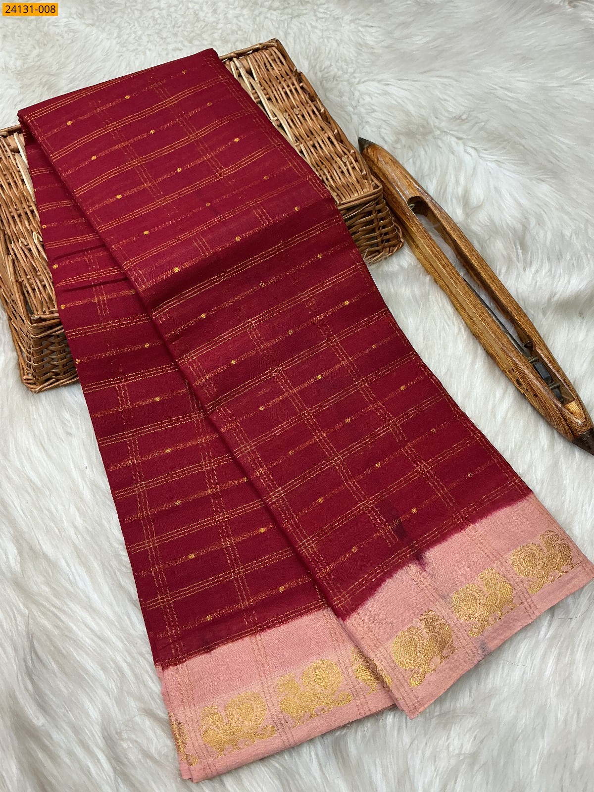 Red Sungudi Pure Cotton Saree