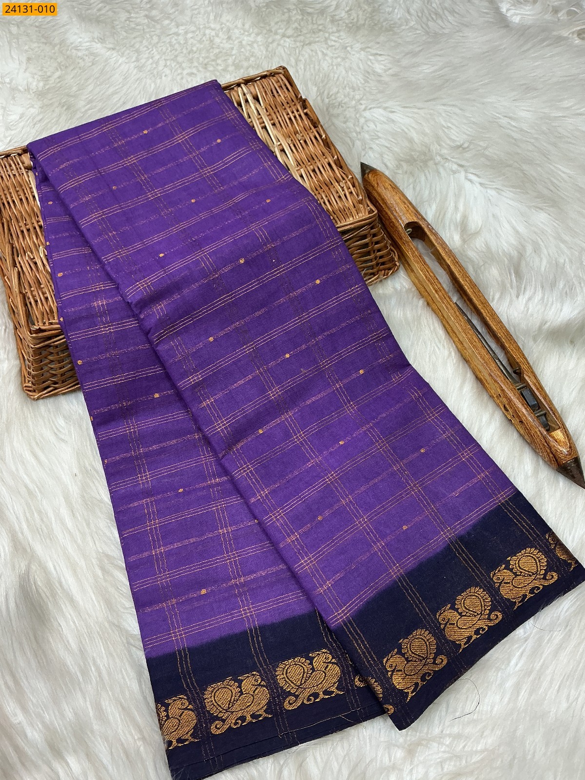 Violet Sungudi Pure Cotton Saree