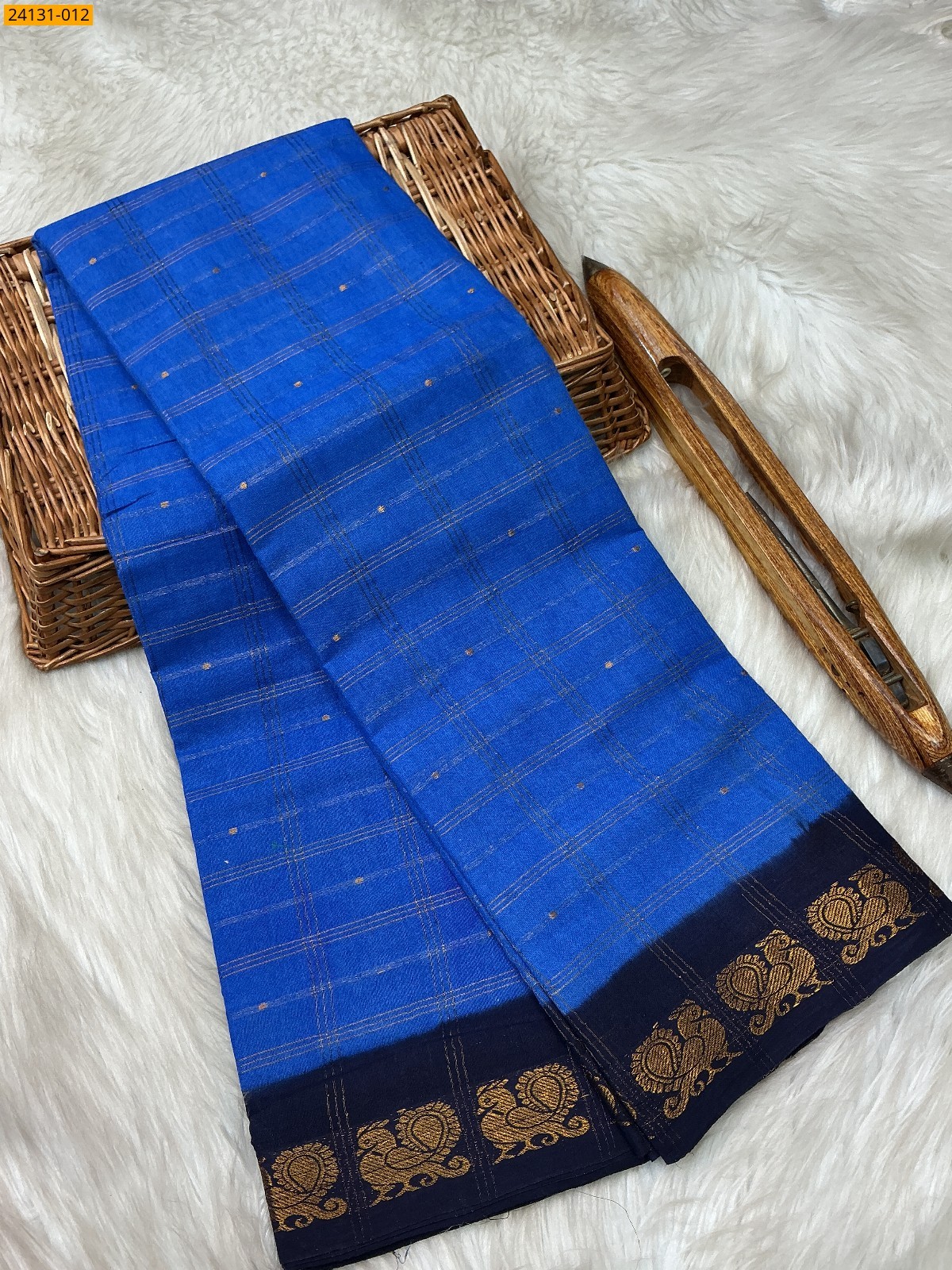 Royal Blue Sungudi Pure Cotton Saree