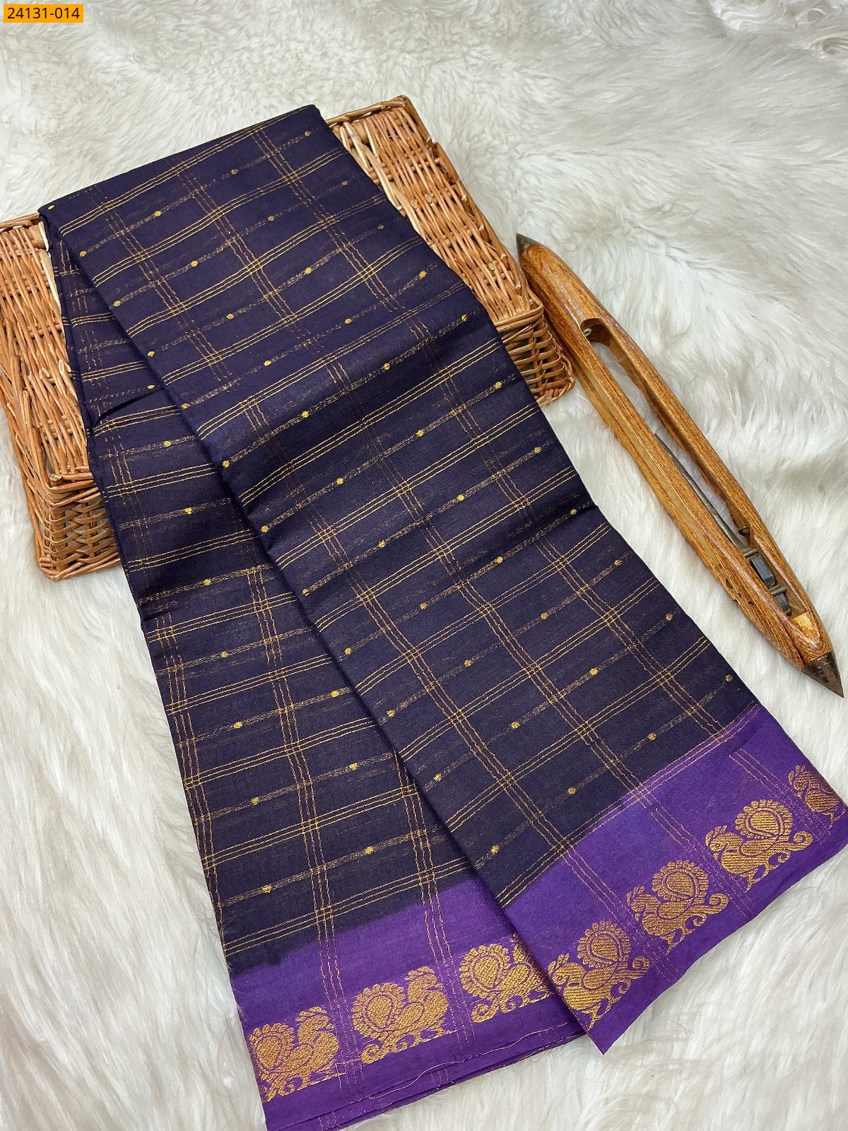 Navy Sungudi Pure Cotton Saree