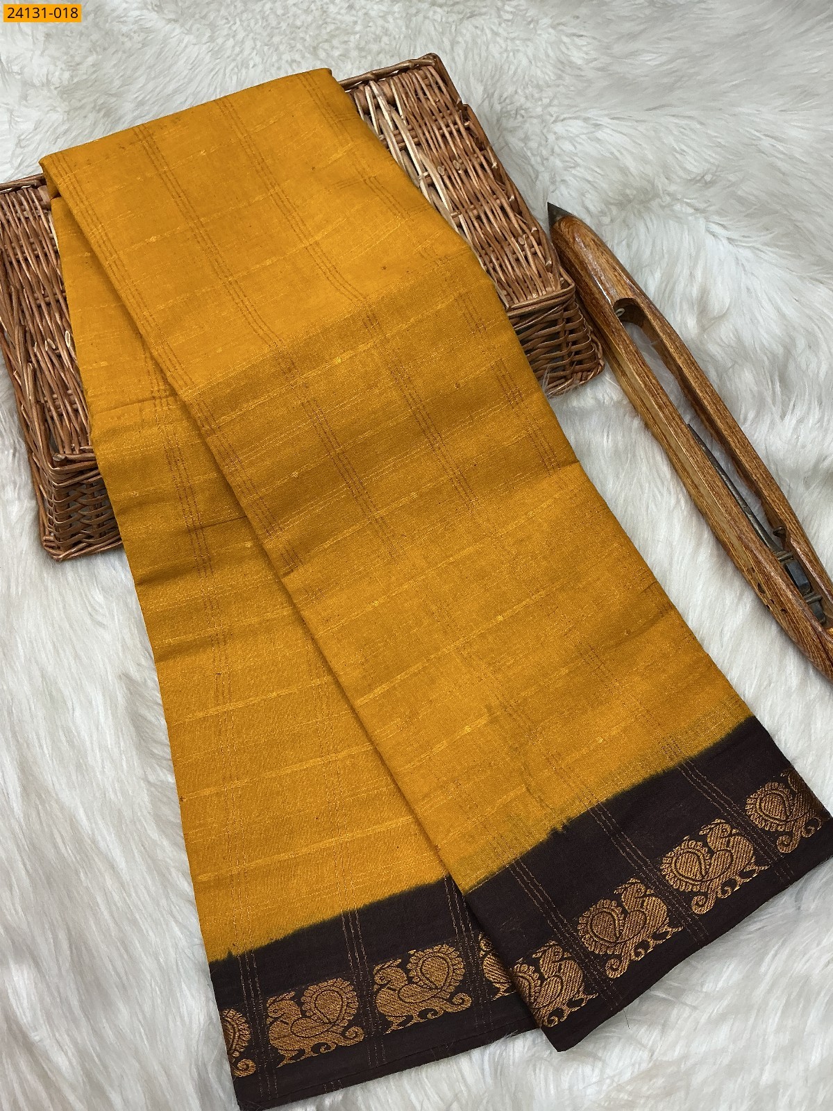 Mustard Yellow Sungudi Pure Cotton Saree