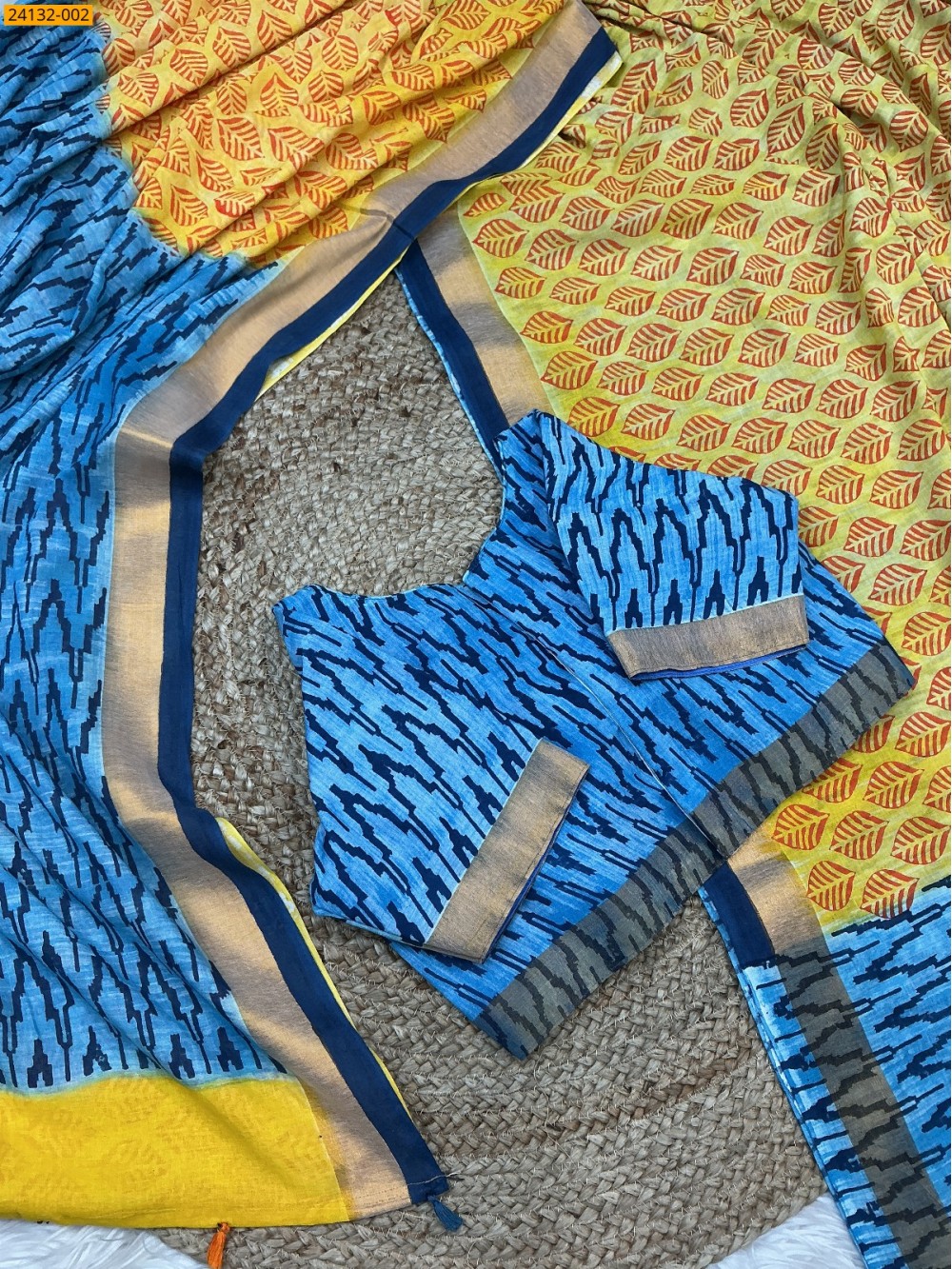 Yellow Hand Block Printed Cotton Saree Yellow Hand Block Printed Cotton Saree