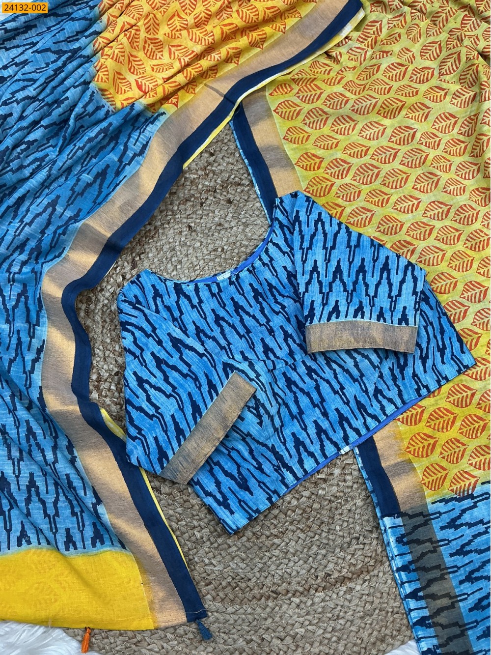 Yellow Hand Block Printed Cotton Saree Yellow Hand Block Printed Cotton Saree
