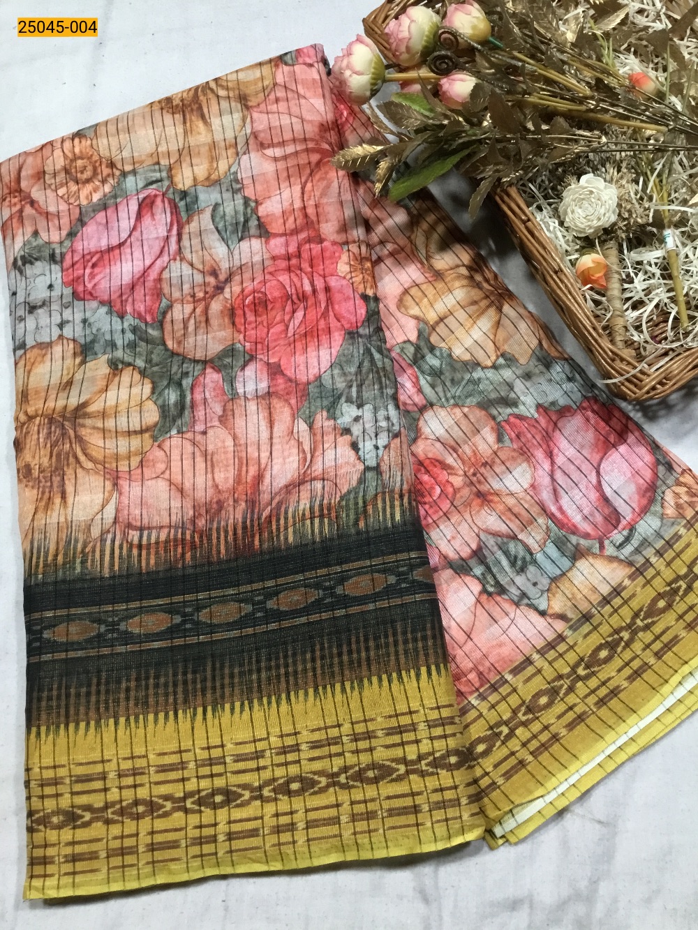 Multicolor Digital Brasso Fancy Linen Silk Saree Multicolor Digital Brasso Fancy Linen Silk Saree