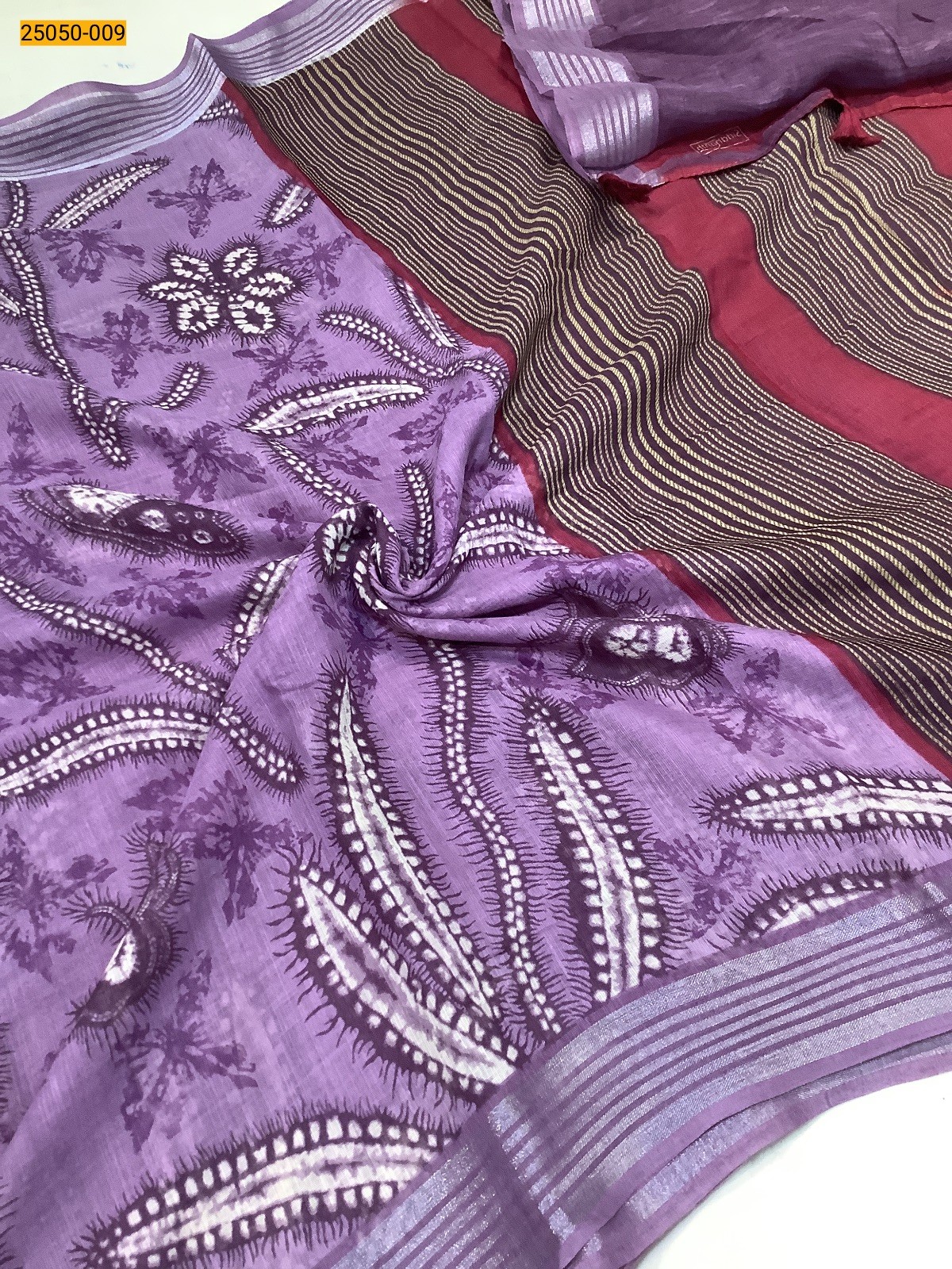 Violet Mulmul Digital Fancy Cotton Saree