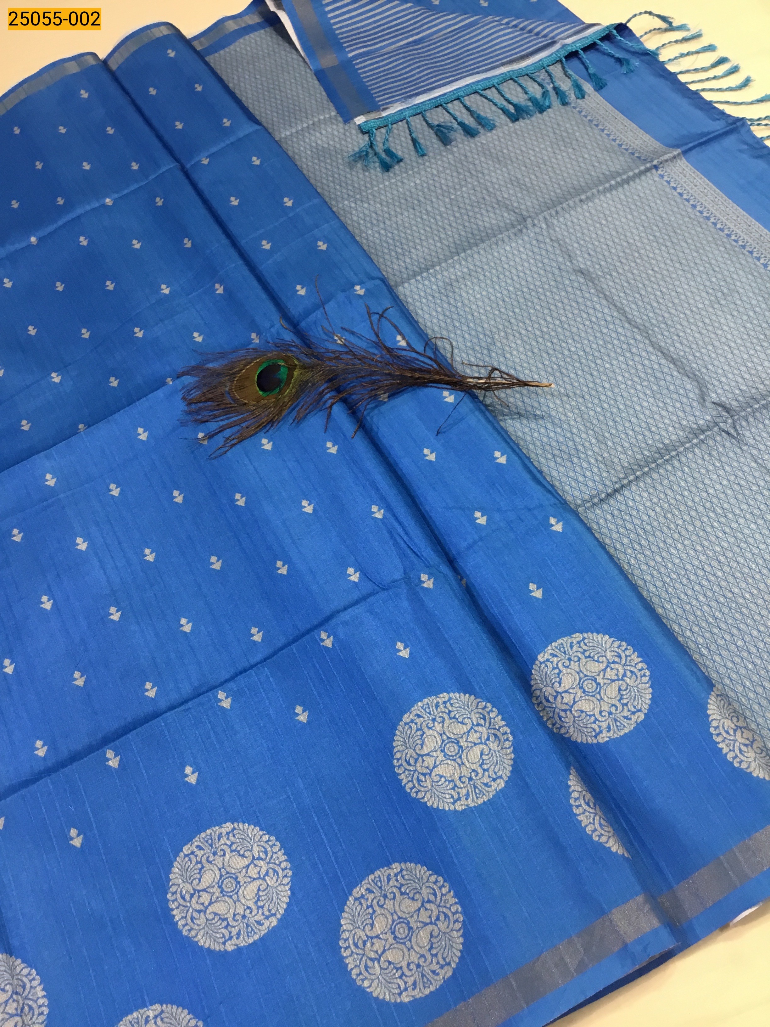 Sky Blue Chanderi Fancy Silk Saree