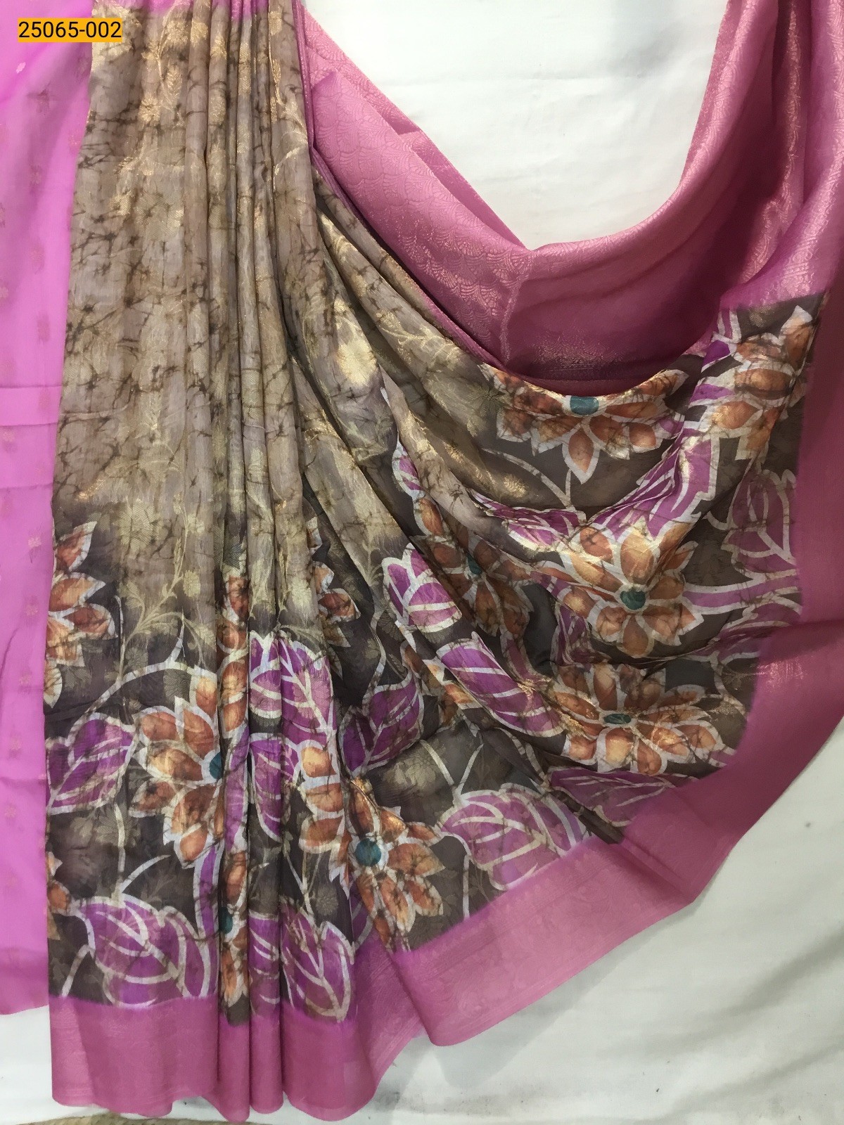 Brown Fancy Chanderi Silk Saree