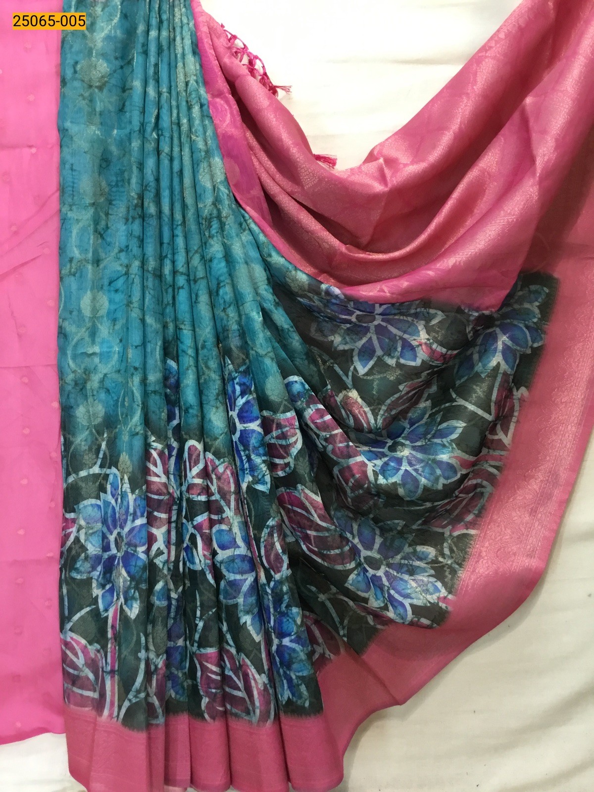 Blue Fancy Chanderi Silk Saree