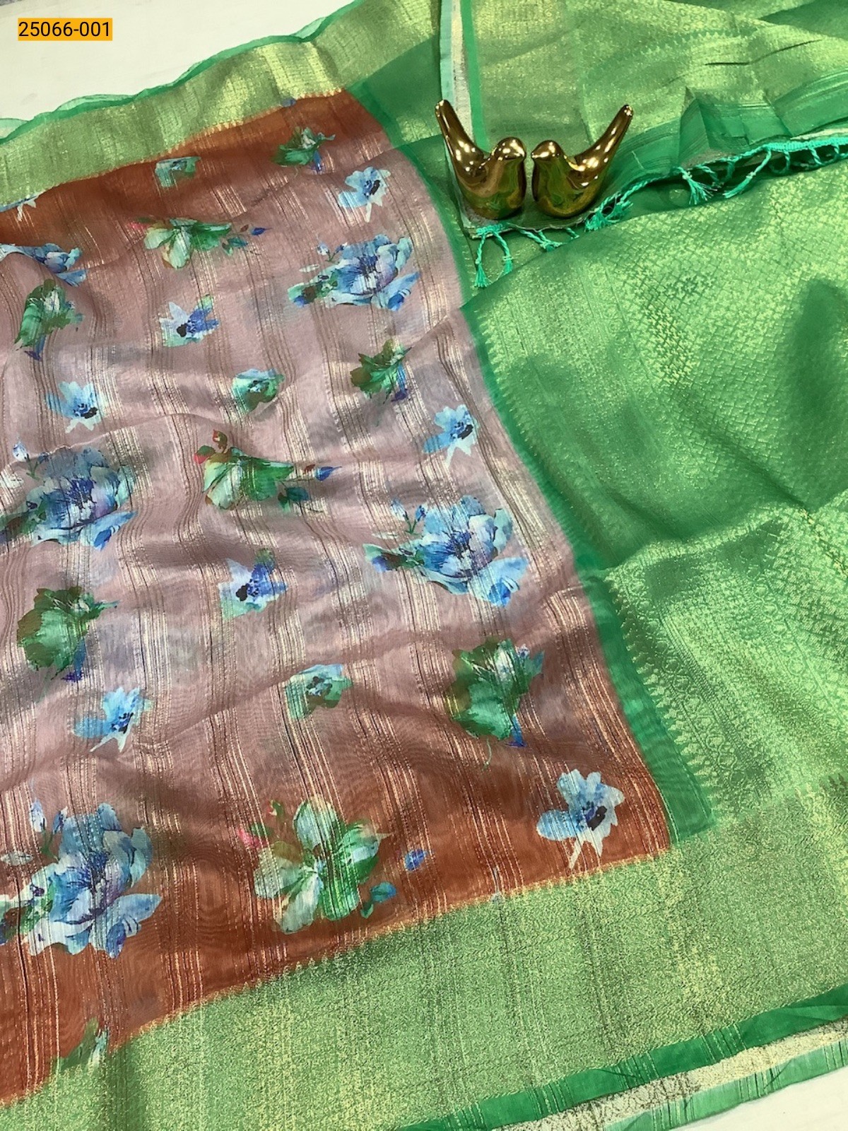 Brown Digital Printed Designer Silk Saree