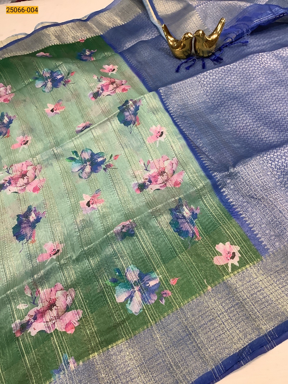 Green Digital Printed Designer Silk Saree