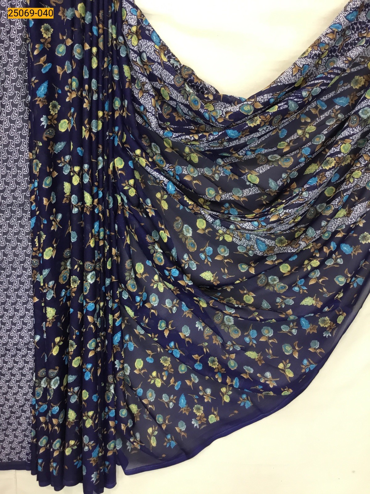 Navy Blue Chiffon printed sarees
