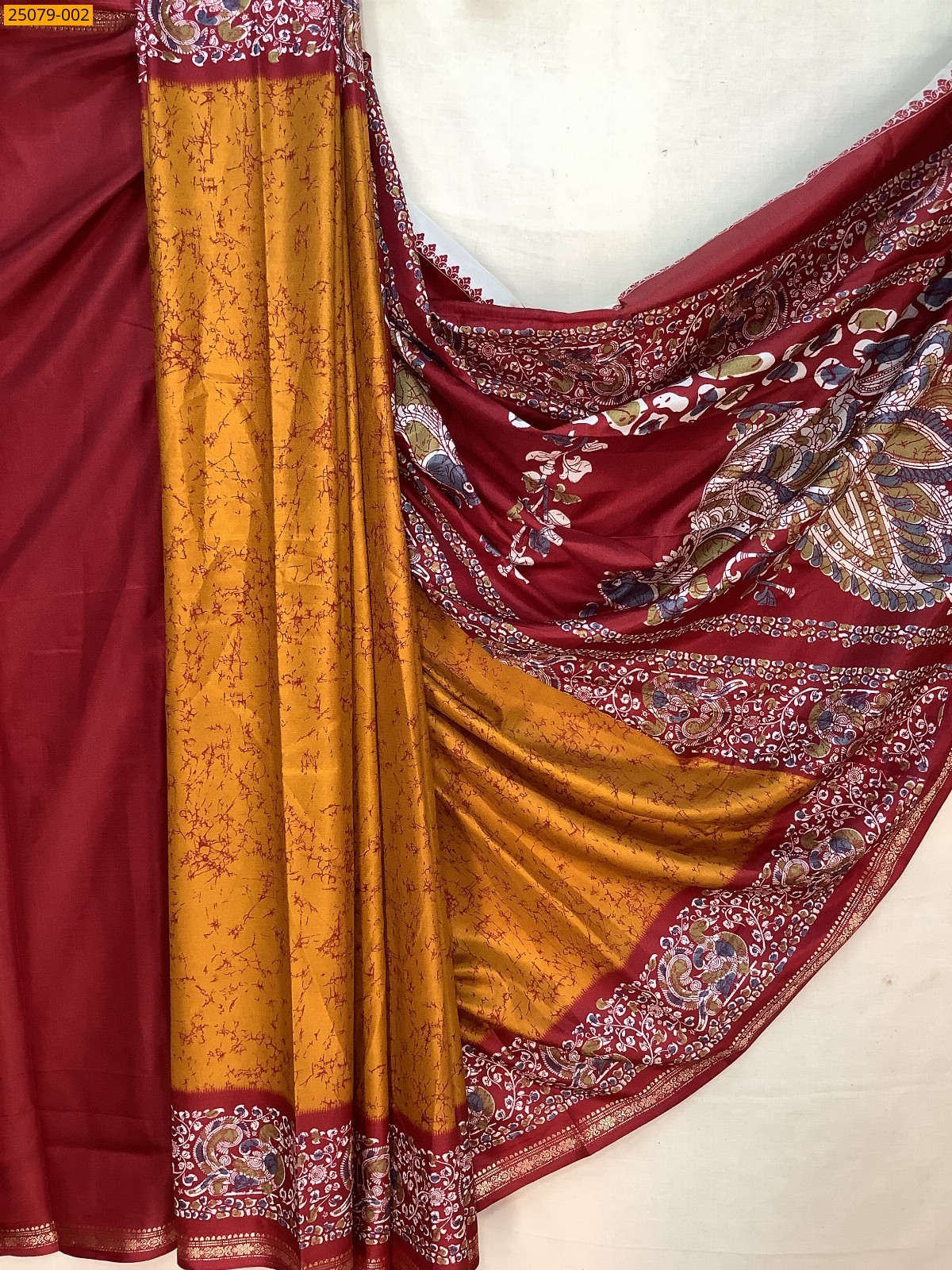 Mustard Yellow Fancy crepe silk printed sarees