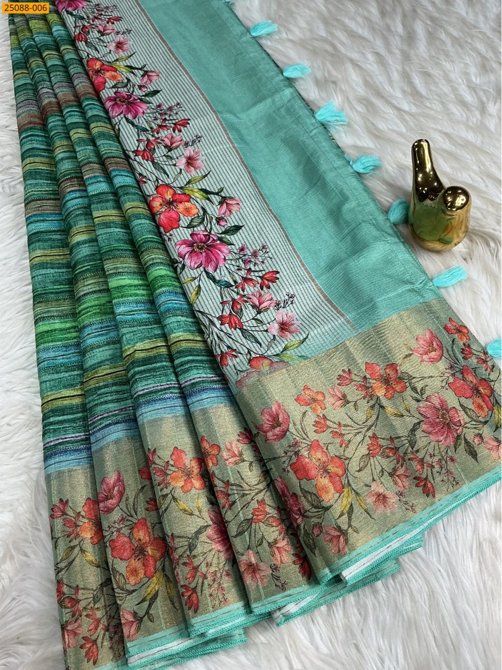 Multi Color Fancy Crush Silk Saree Multi Color Fancy Crush Silk Saree