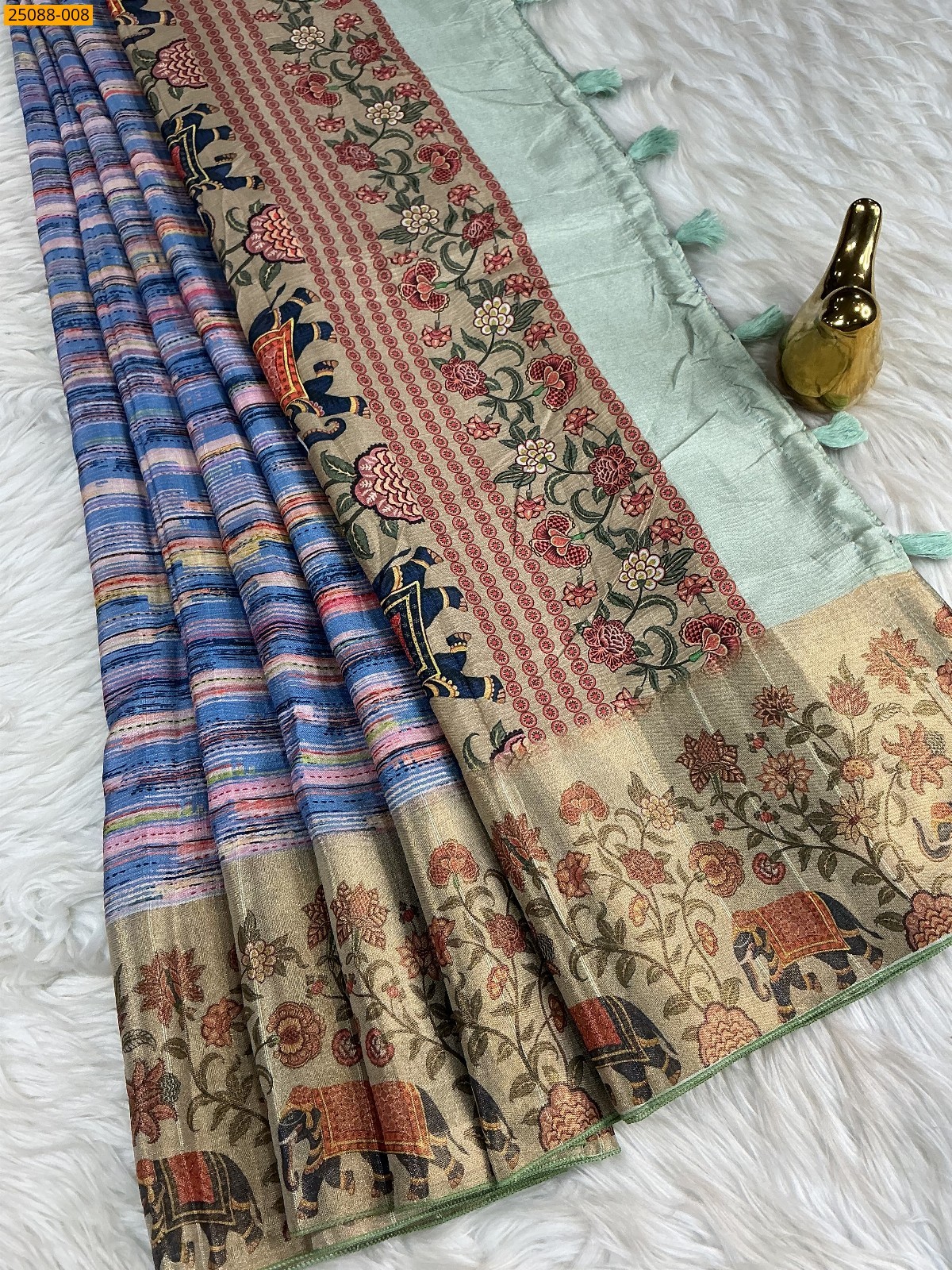 Fancy Crush Silk Saree - Blue