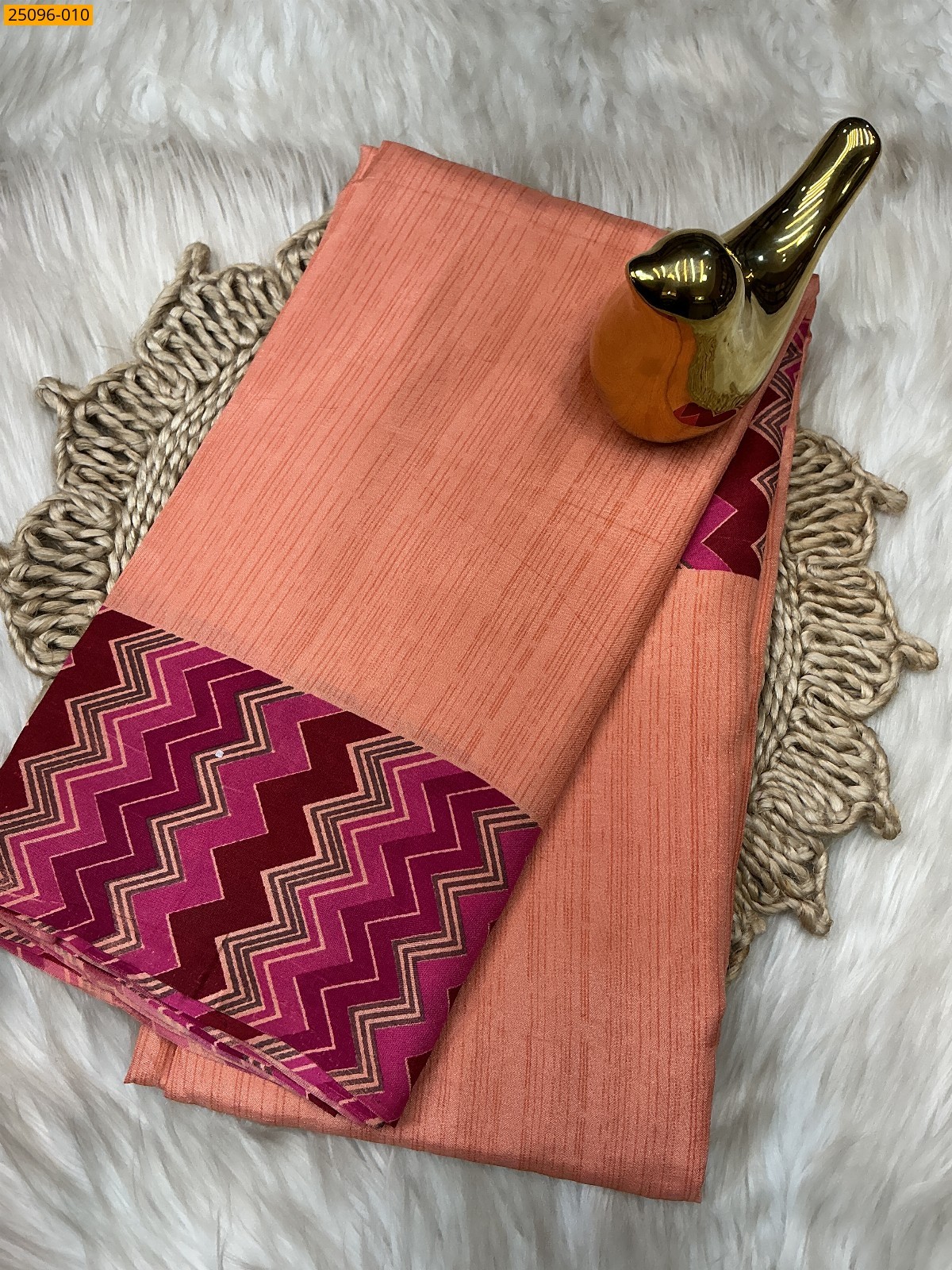 Peach Malgudi Crape Silk Saree