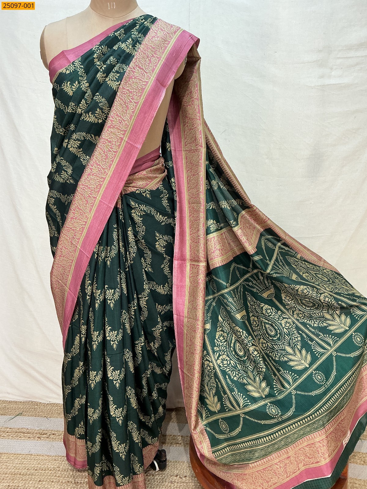 Green Shubhkala Crepe Silk Saree
