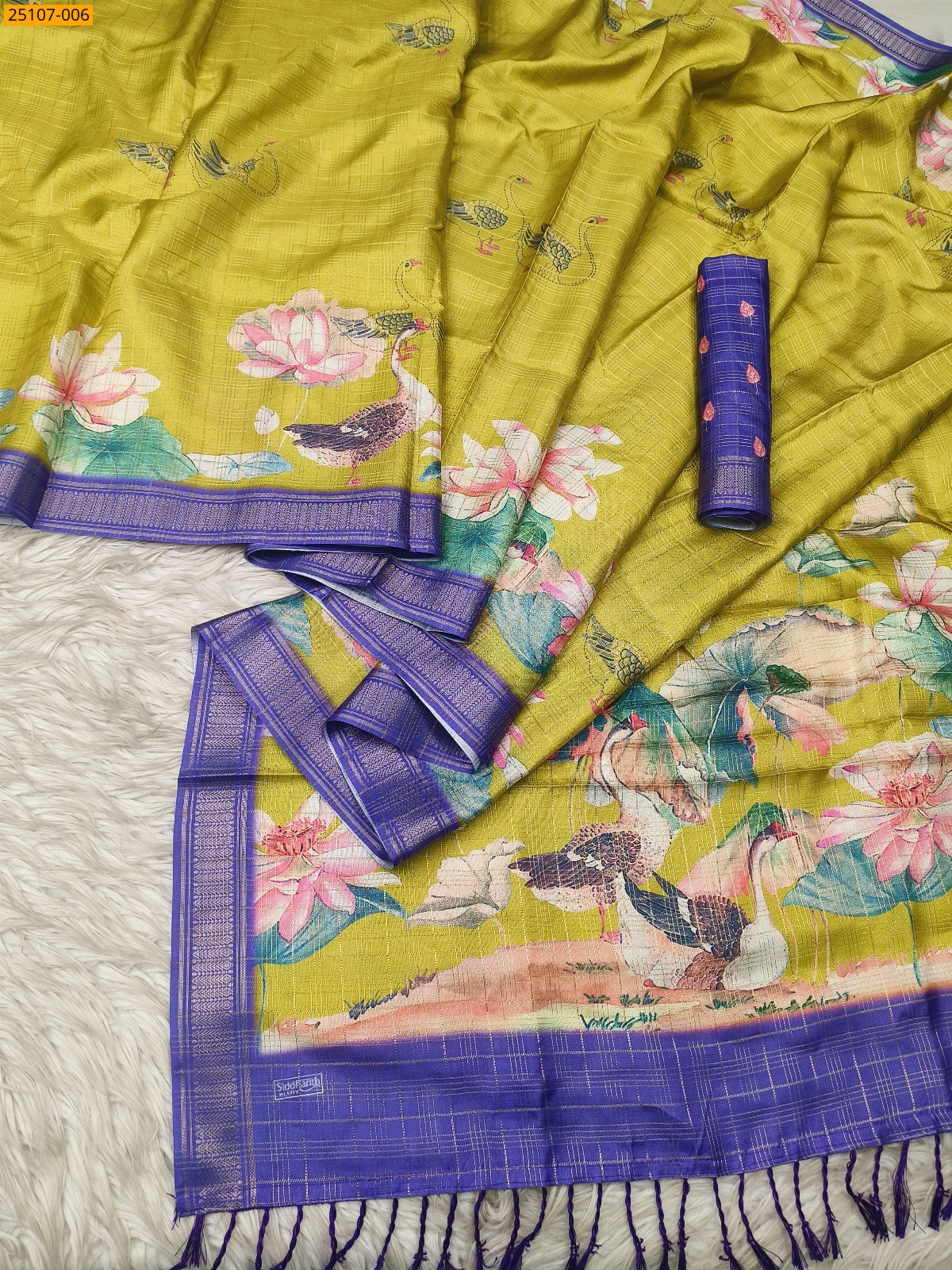 Lemon Green Fancy Bunai Banaras Silk saree