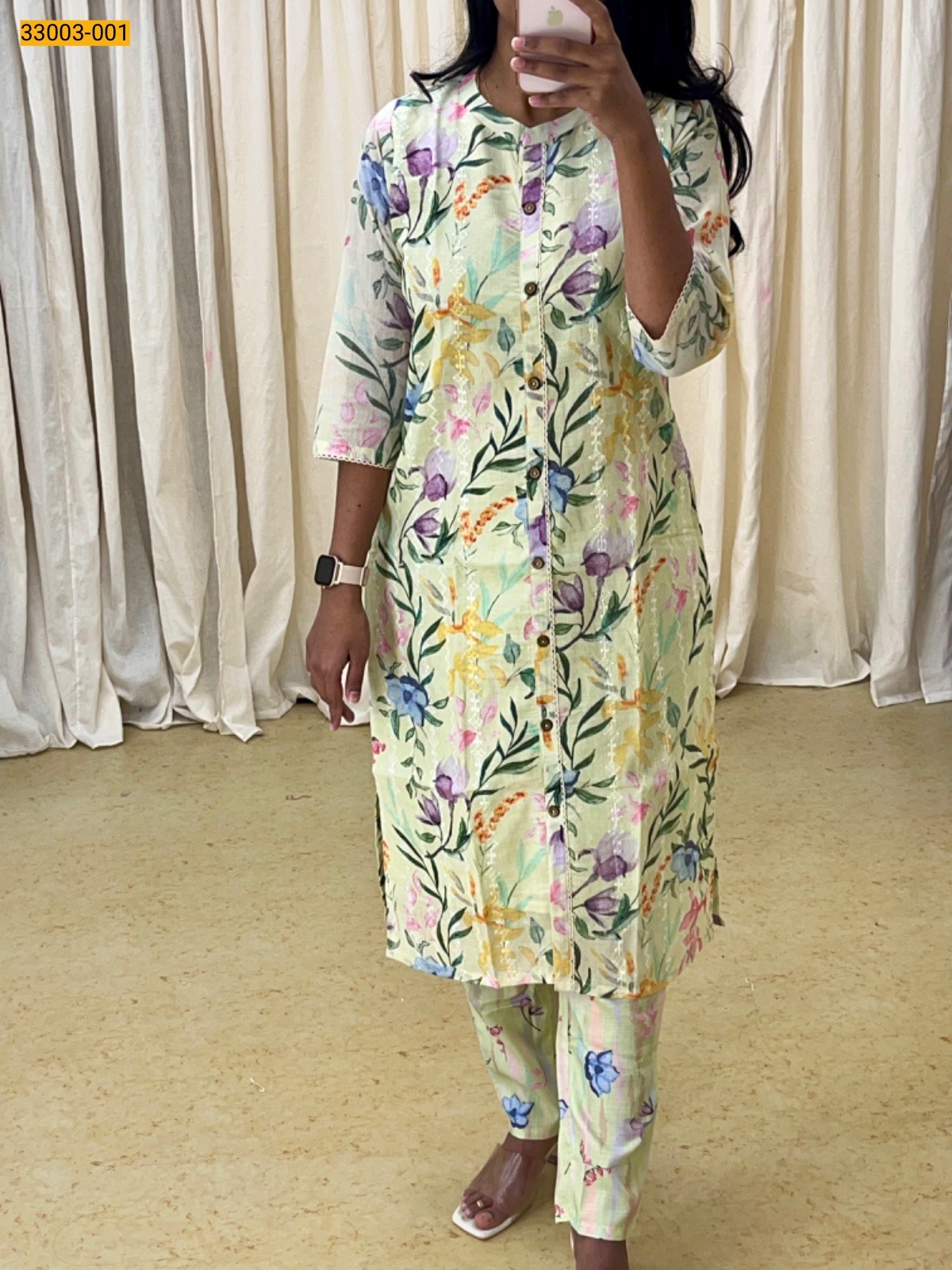 Olive Green Pure Cotton Coord Set