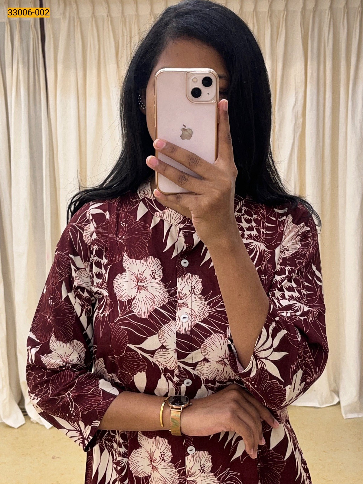 Maroon Rayon Cotton Coord Set