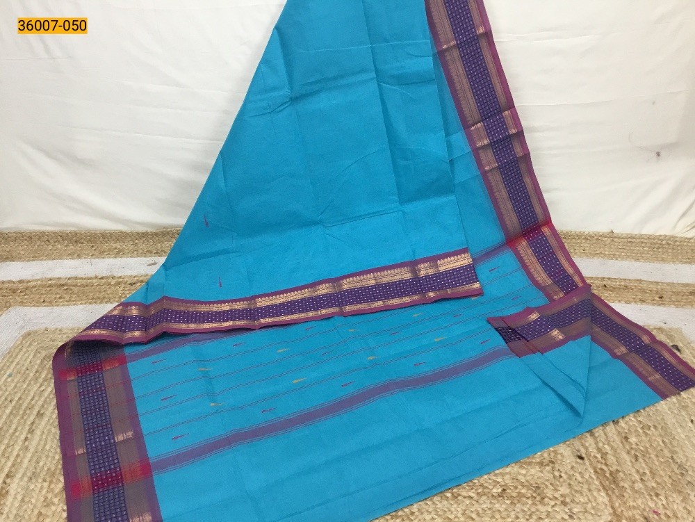 Sky Blue Chettinadu Cotton Saree