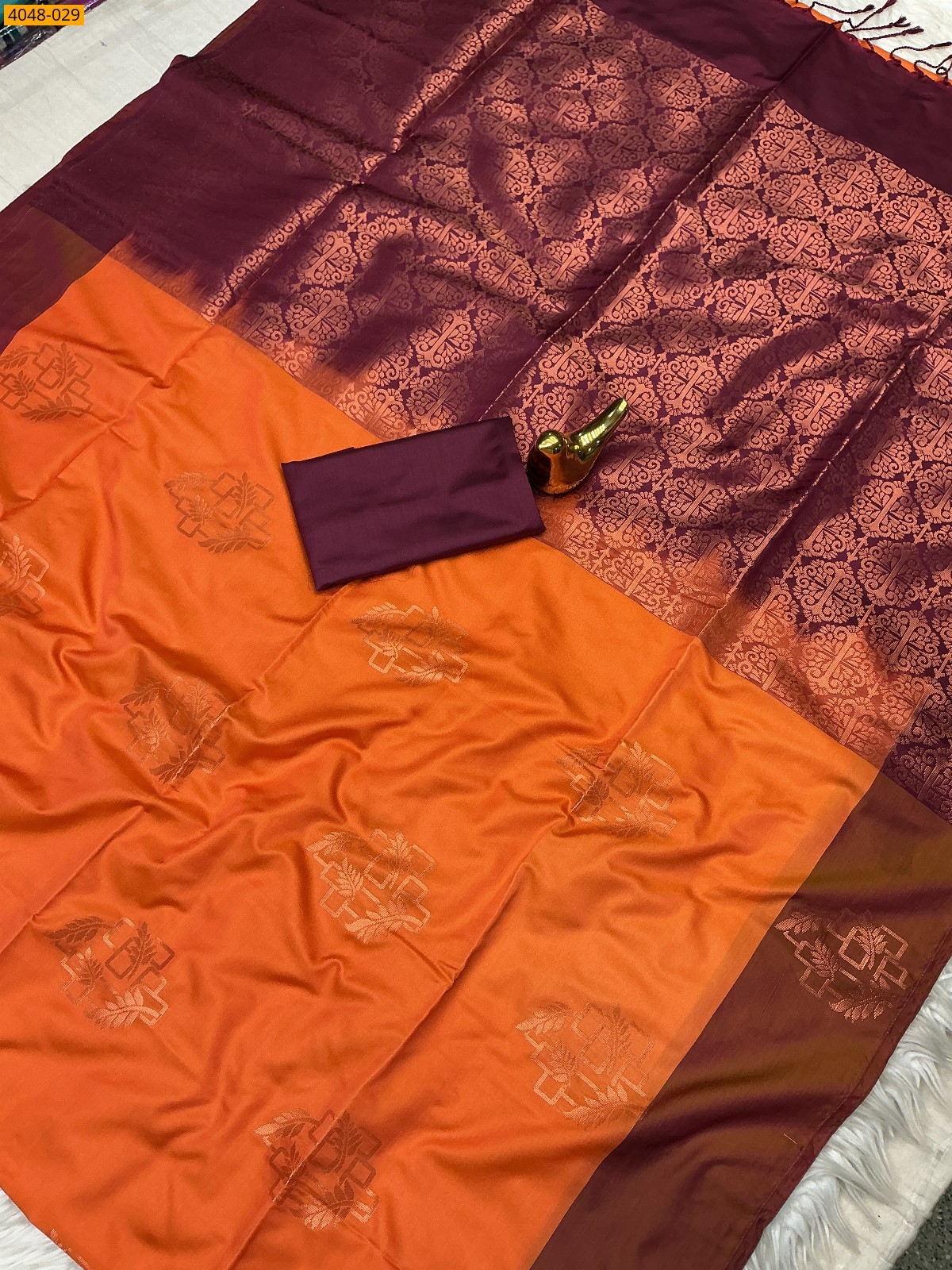 Orange Premium Soft Silk Saree