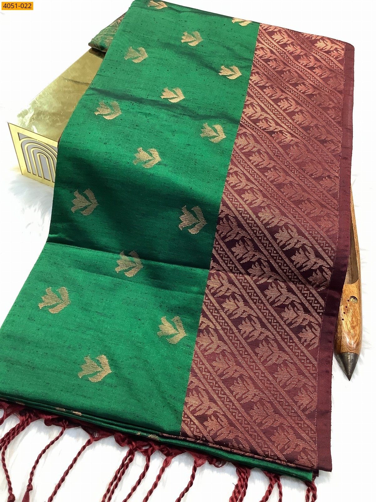 Green Kanjivarram soft slub silk saree