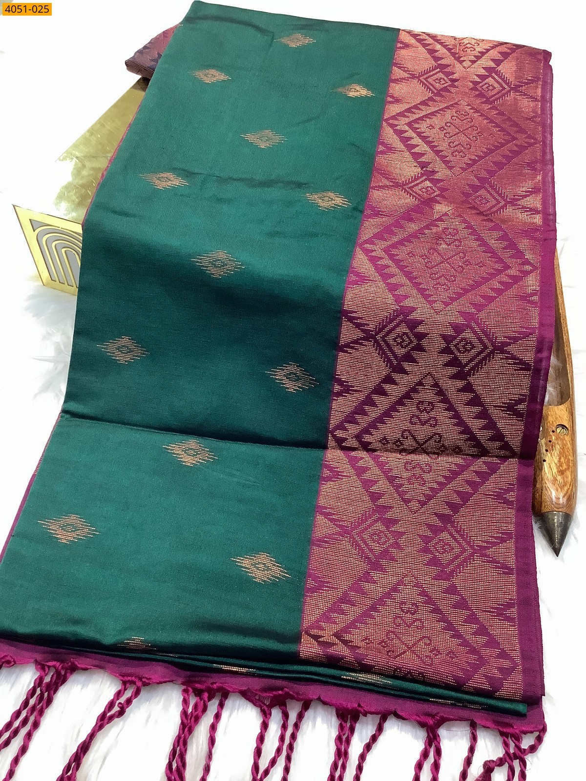 Green Kanjivarram soft slub silk saree